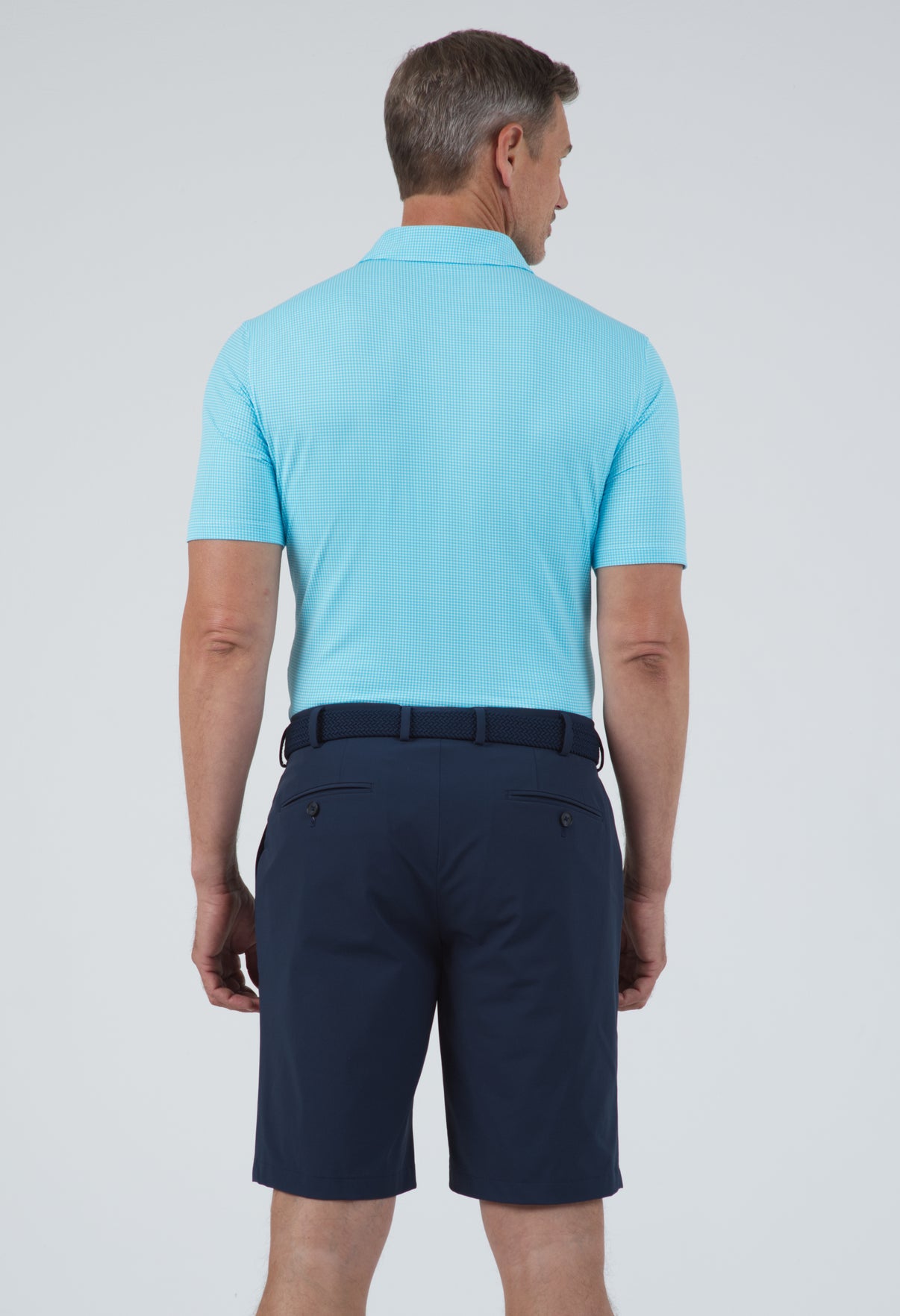 IBKÜL - Mini Check Print Short Sleeve Polo – 94754 (Modern Fit) - Color: Navy/White