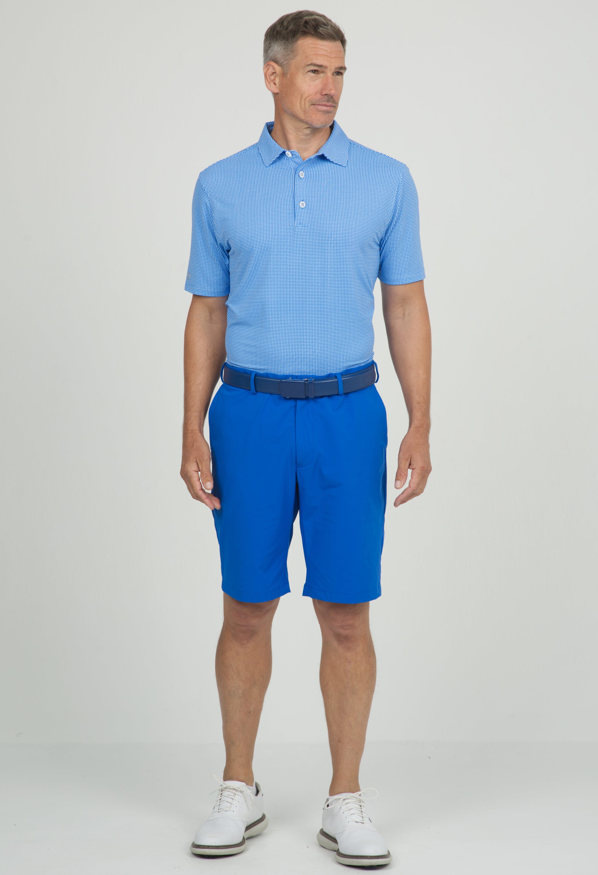 Mini Check Print Short Sleeve Polo (Modern Fit)