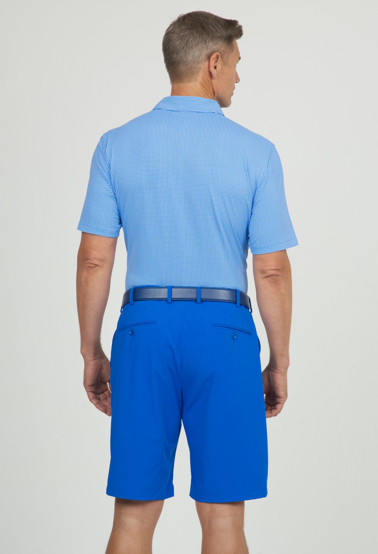 IBKÜL - Mini Check Print Short Sleeve Polo – 94754 (Modern Fit) - Color: Navy/White