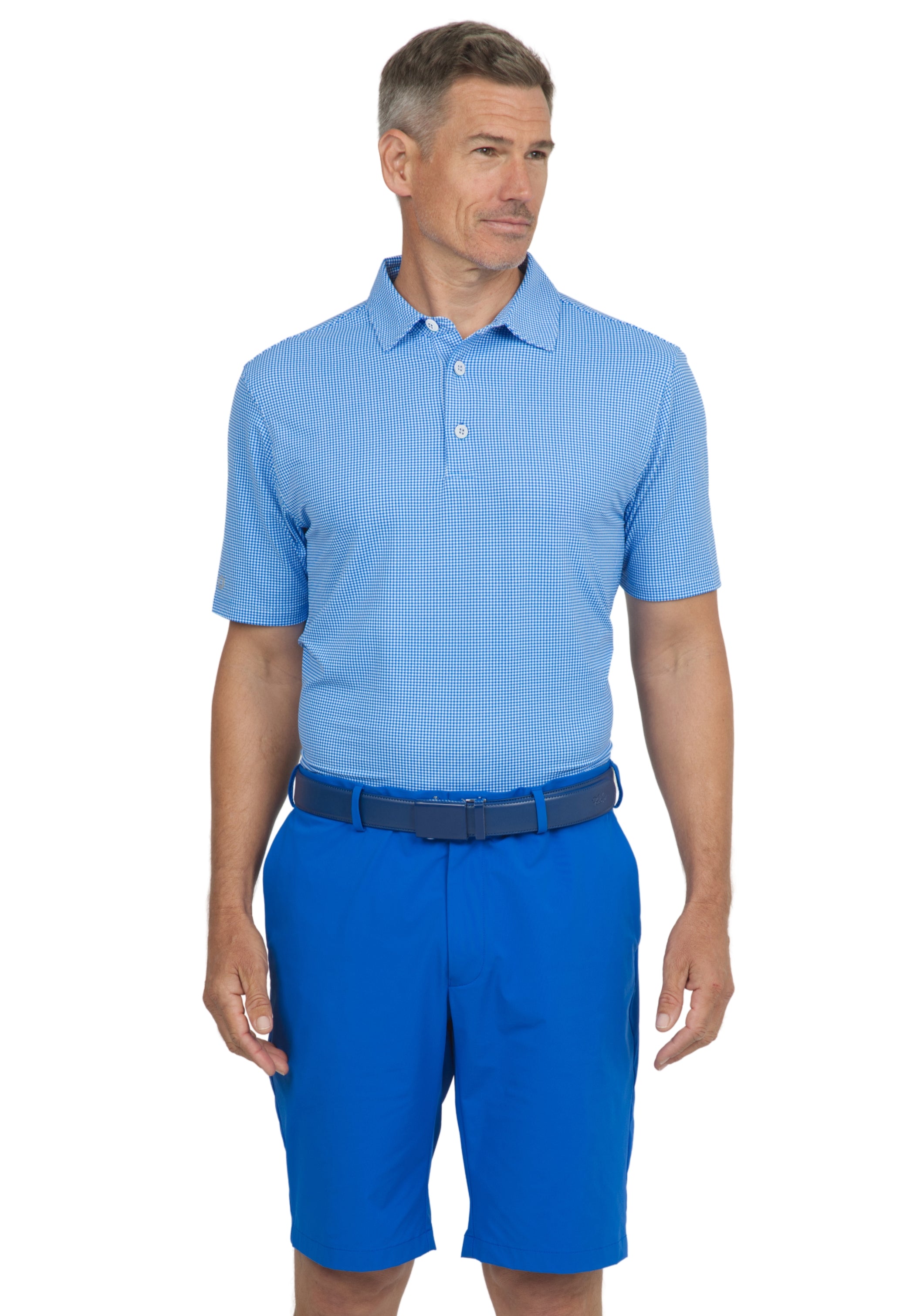 Mini Check Print Short Sleeve Polo (Modern Fit)