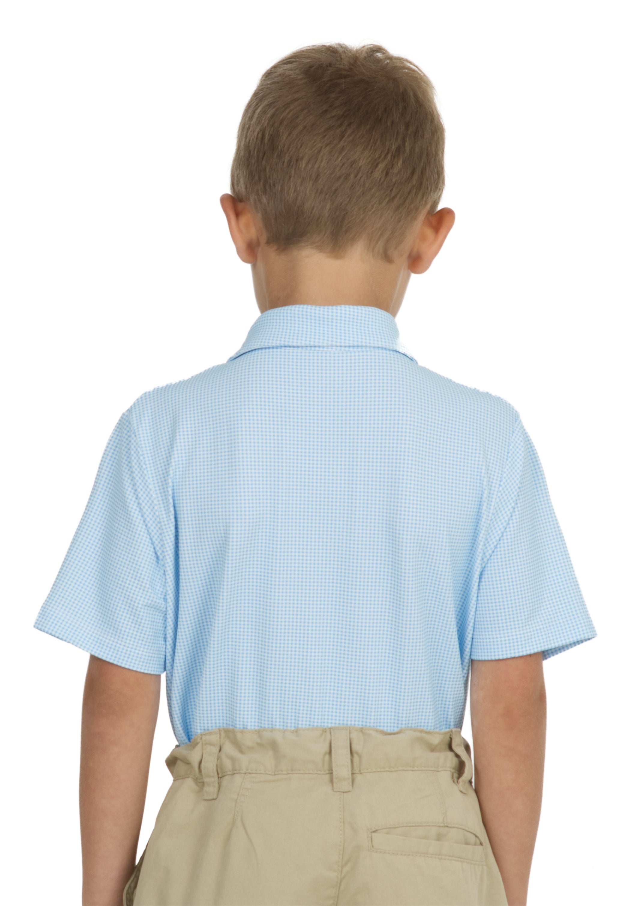 IBKÜL - Youth Mini Check Print Short Sleeve Polo - 94754B - Color: Peri/White