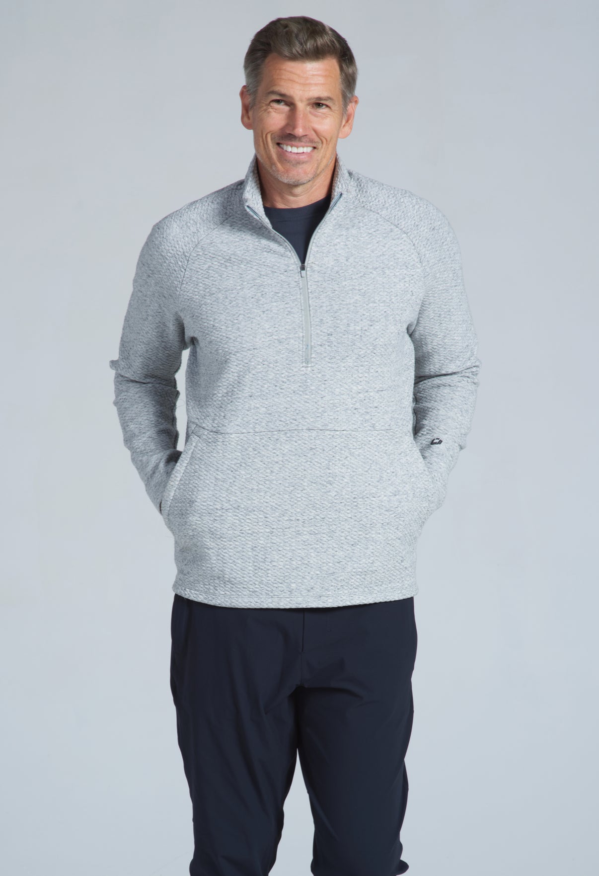 IBKÜL - Solid Popcorn Stitch Zip Mock Pullover - 95000 - Color: Black