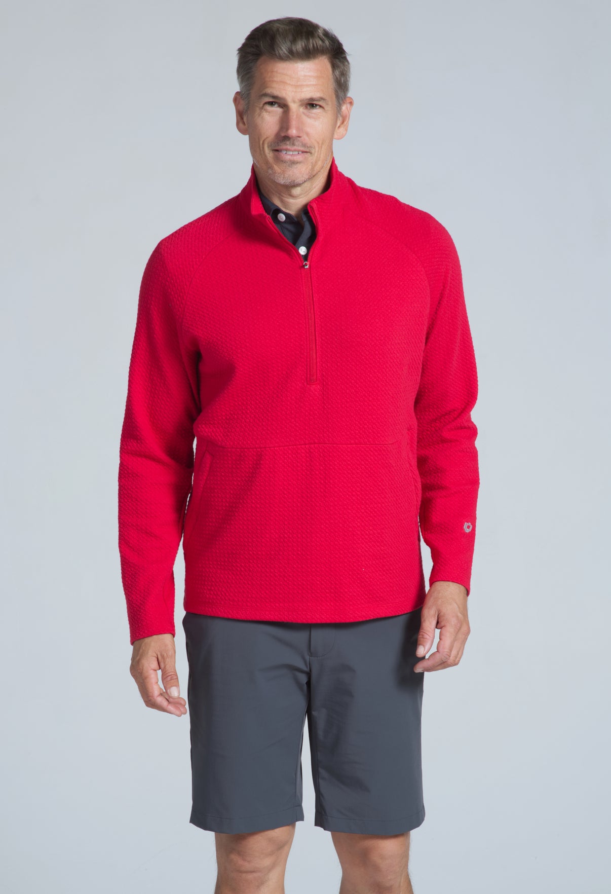 IBKÜL - Solid Popcorn Stitch Zip Mock Pullover - 95000 - Color: Black