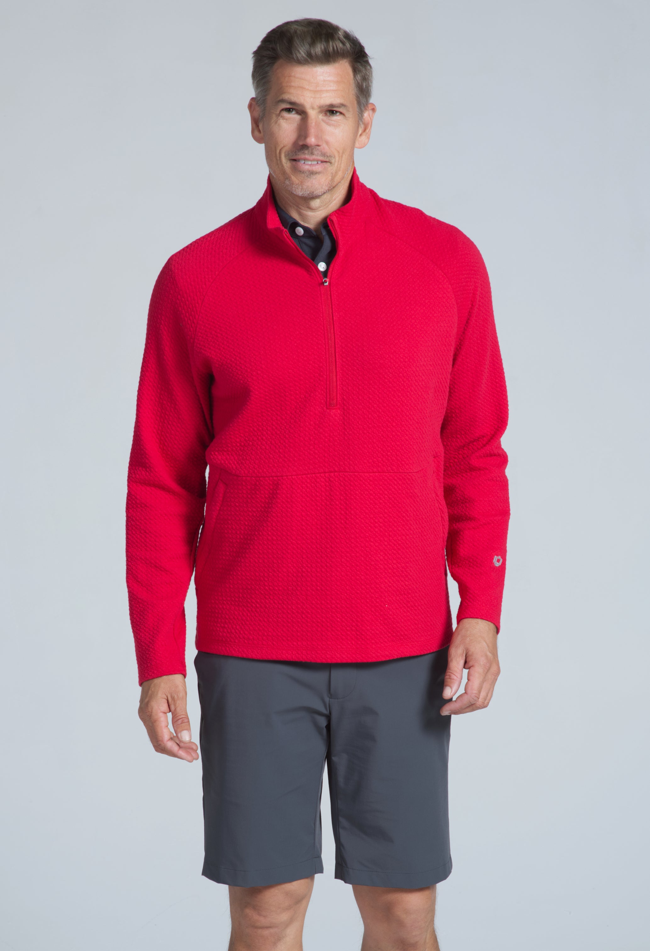 IBKÜL - Solid Popcorn Stitch Zip Mock Pullover - 95000 - Color: Black