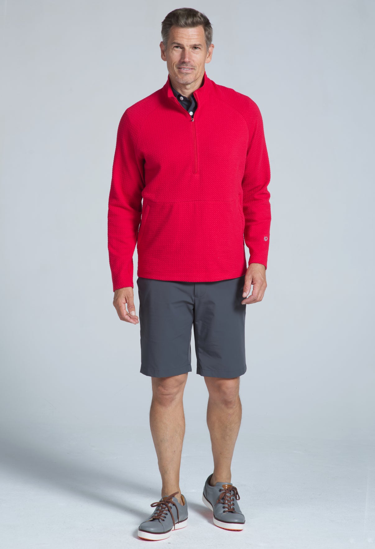 IBKÜL - Solid Popcorn Stitch Zip Mock Pullover - 95000 - Color: Black