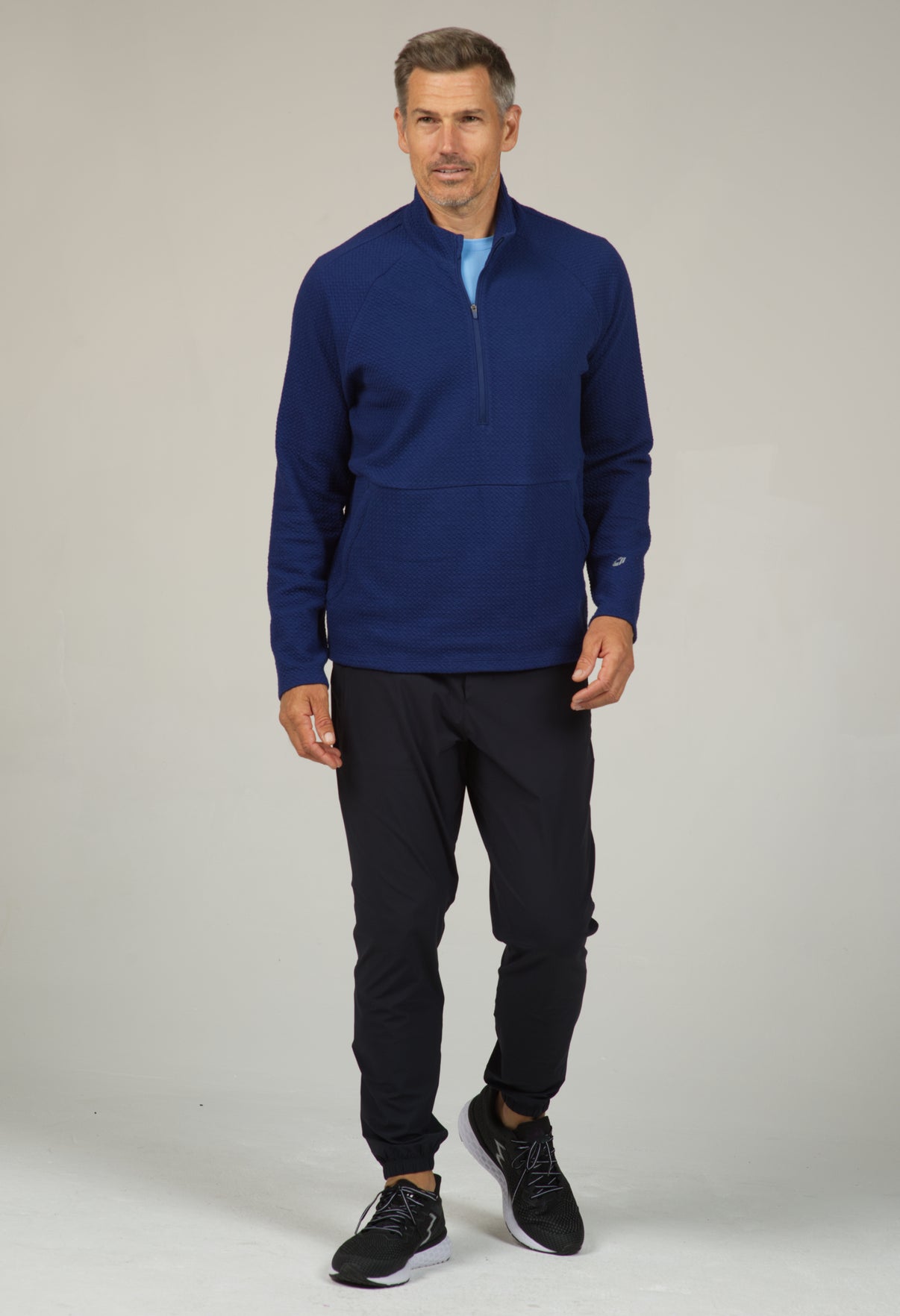 IBKÜL - Solid Popcorn Stitch Zip Mock Pullover - 95000 - Color: Black