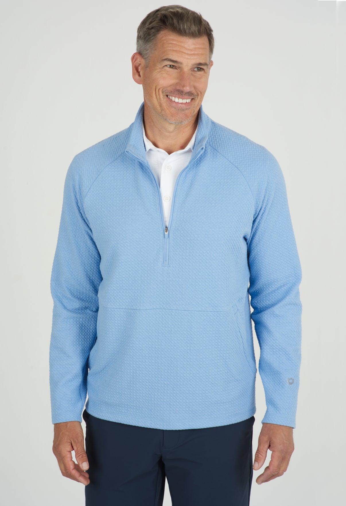 IBKÜL - Solid Popcorn Stitch Zip Mock Pullover - 95000 - Color: Black