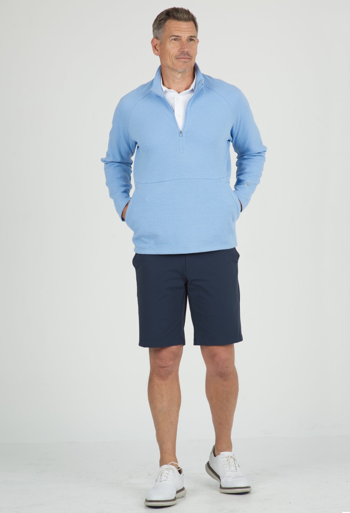 IBKÜL - Solid Popcorn Stitch Zip Mock Pullover - 95000 - Color: Black