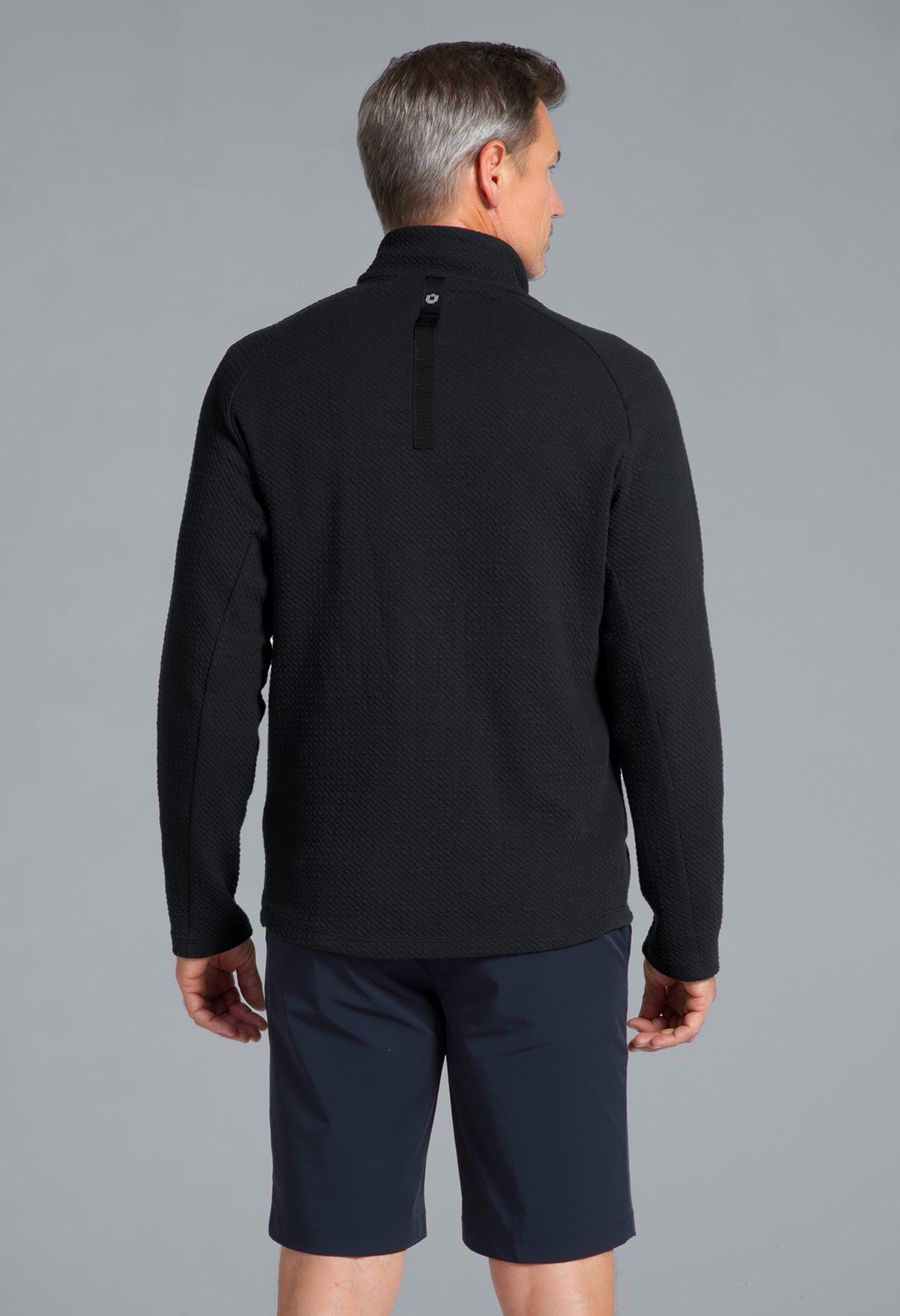 IBKÜL - Solid Popcorn Stitch Zip Mock Pullover - 95001 - Color: Black
