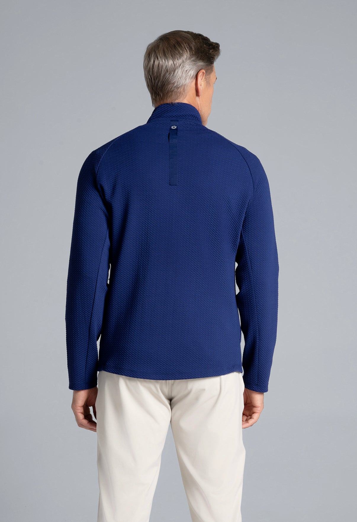 IBKÜL - Solid Popcorn Stitch Zip Mock Pullover - 95001 - Color: Navy