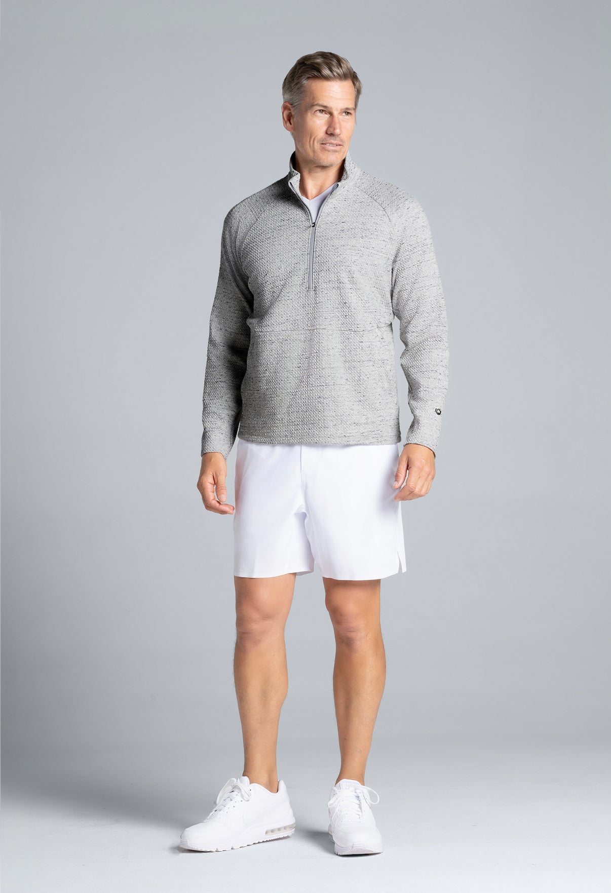 IBKÜL - Solid Popcorn Stitch Zip Mock Pullover - 95001 - Color: Oxford