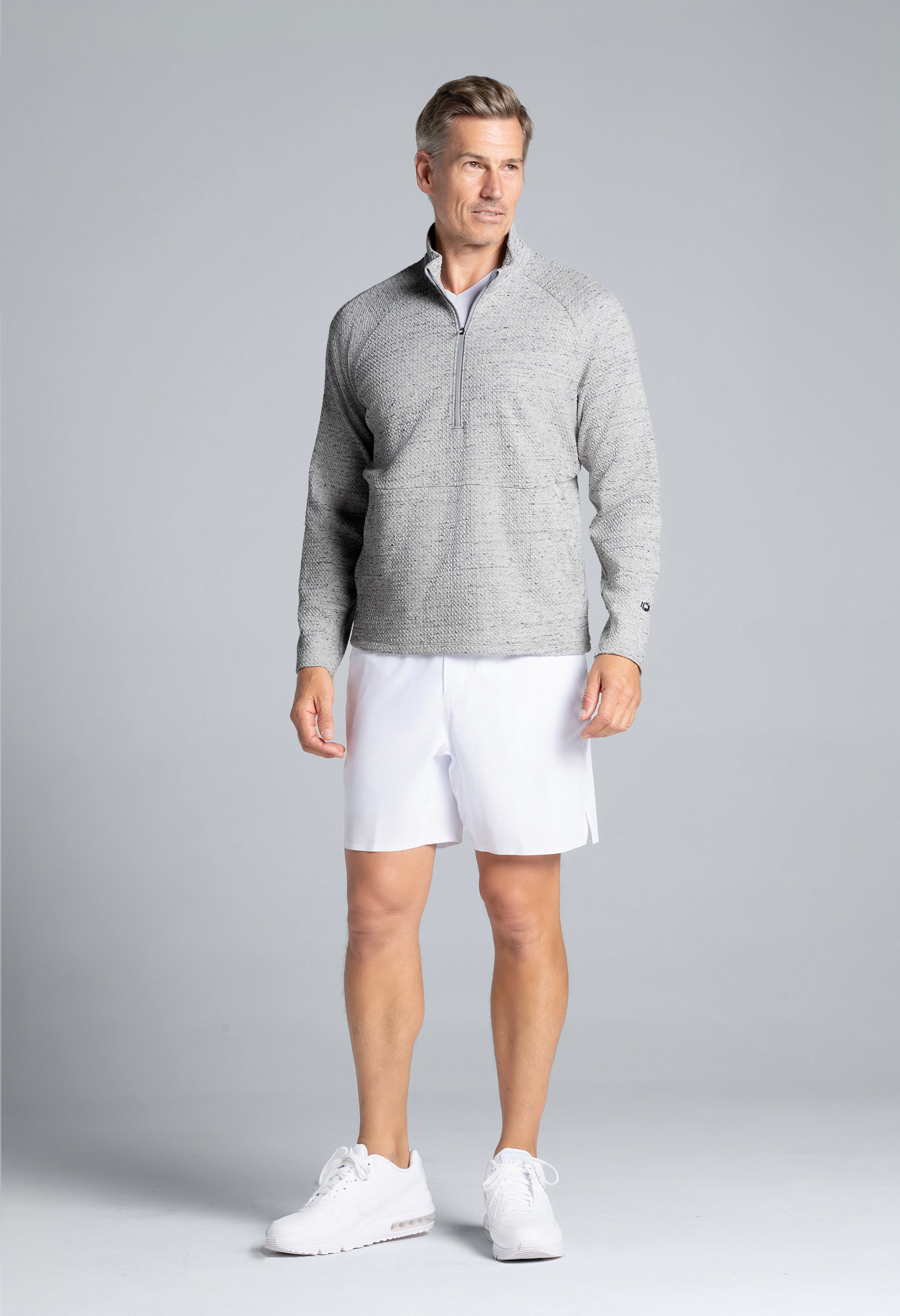 IBKÜL - Solid Popcorn Stitch Zip Mock Pullover - 95001 - Color: Oxford