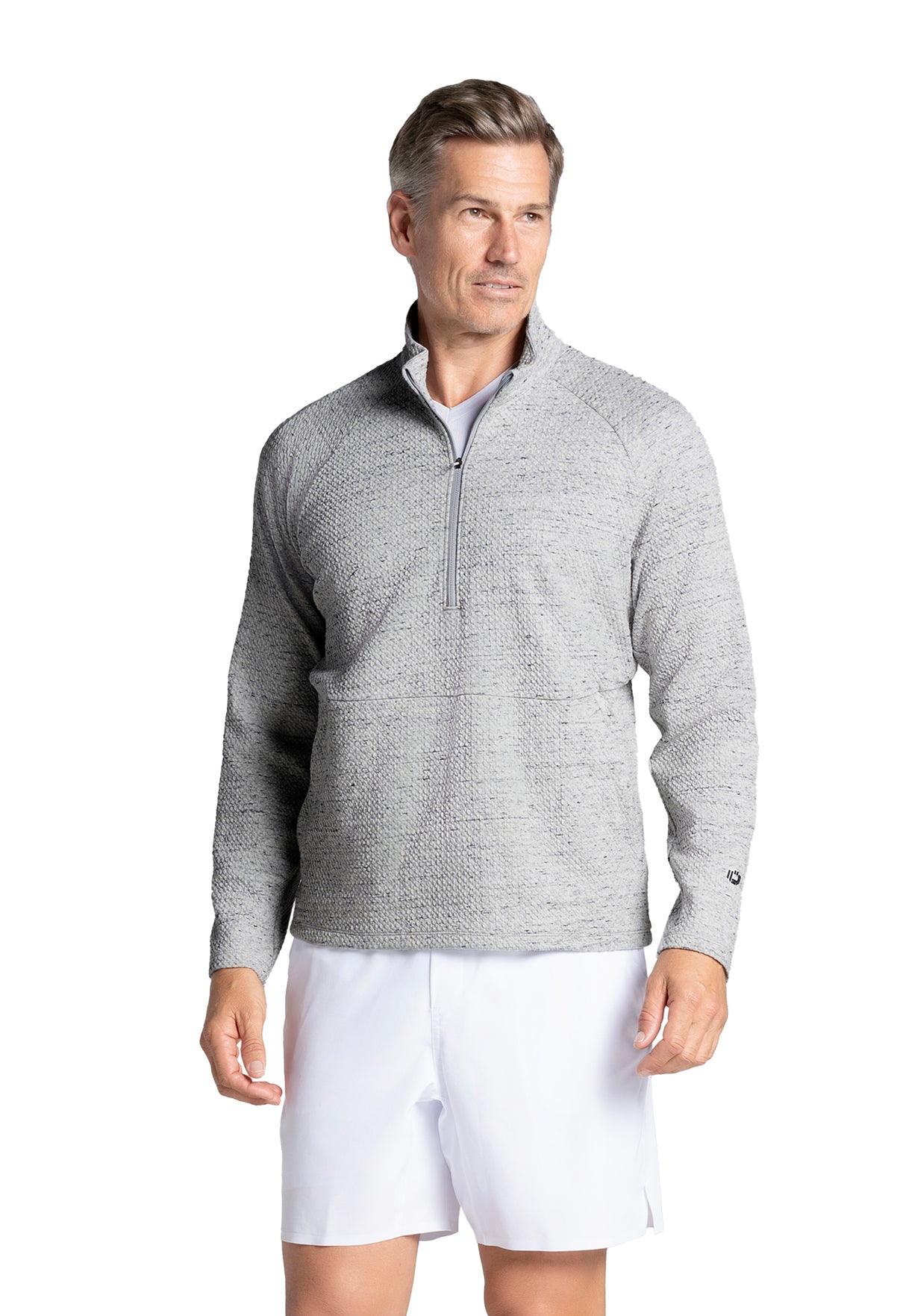 IBKÜL - Solid Popcorn Stitch Zip Mock Pullover - 95001 - Color: Oxford