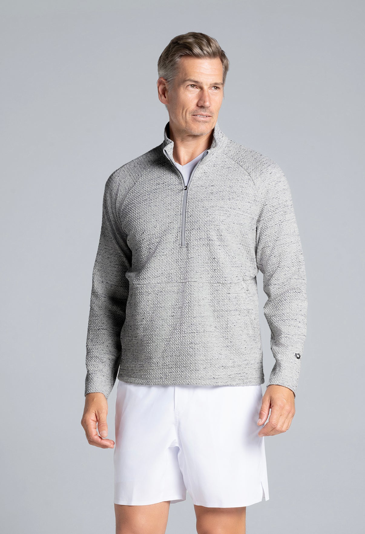 IBKÜL - Solid Popcorn Stitch Zip Mock Pullover - 95001 - Color: Oxford