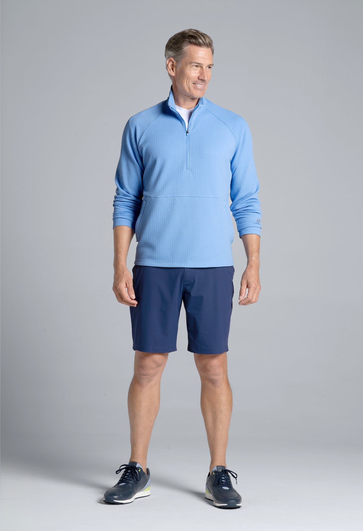 IBKÜL - Solid Popcorn Stitch Zip Mock Pullover - 95001 - Color: Peri