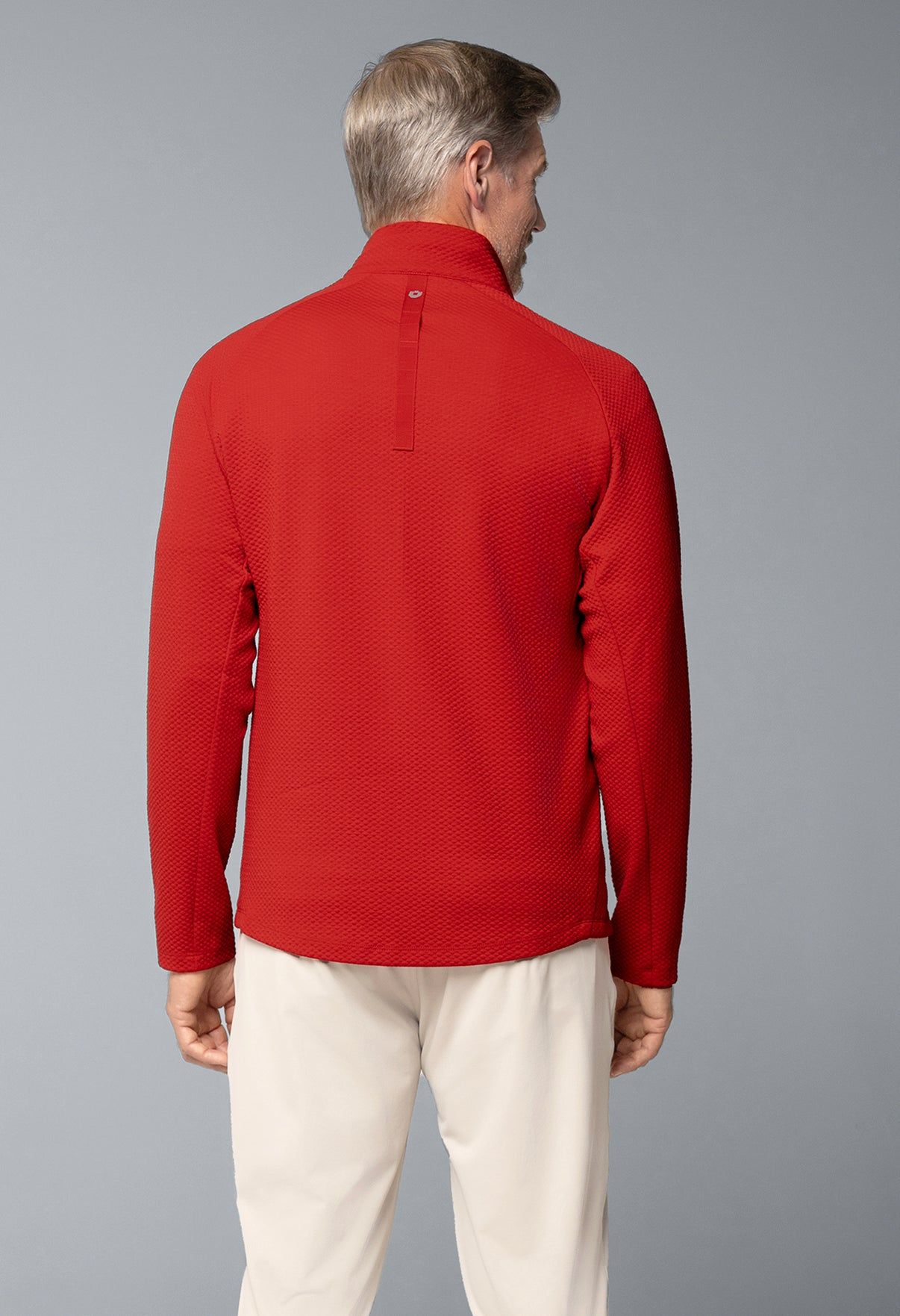 IBKÜL - Solid Popcorn Stitch Zip Mock Pullover - 95001 - Color: Red