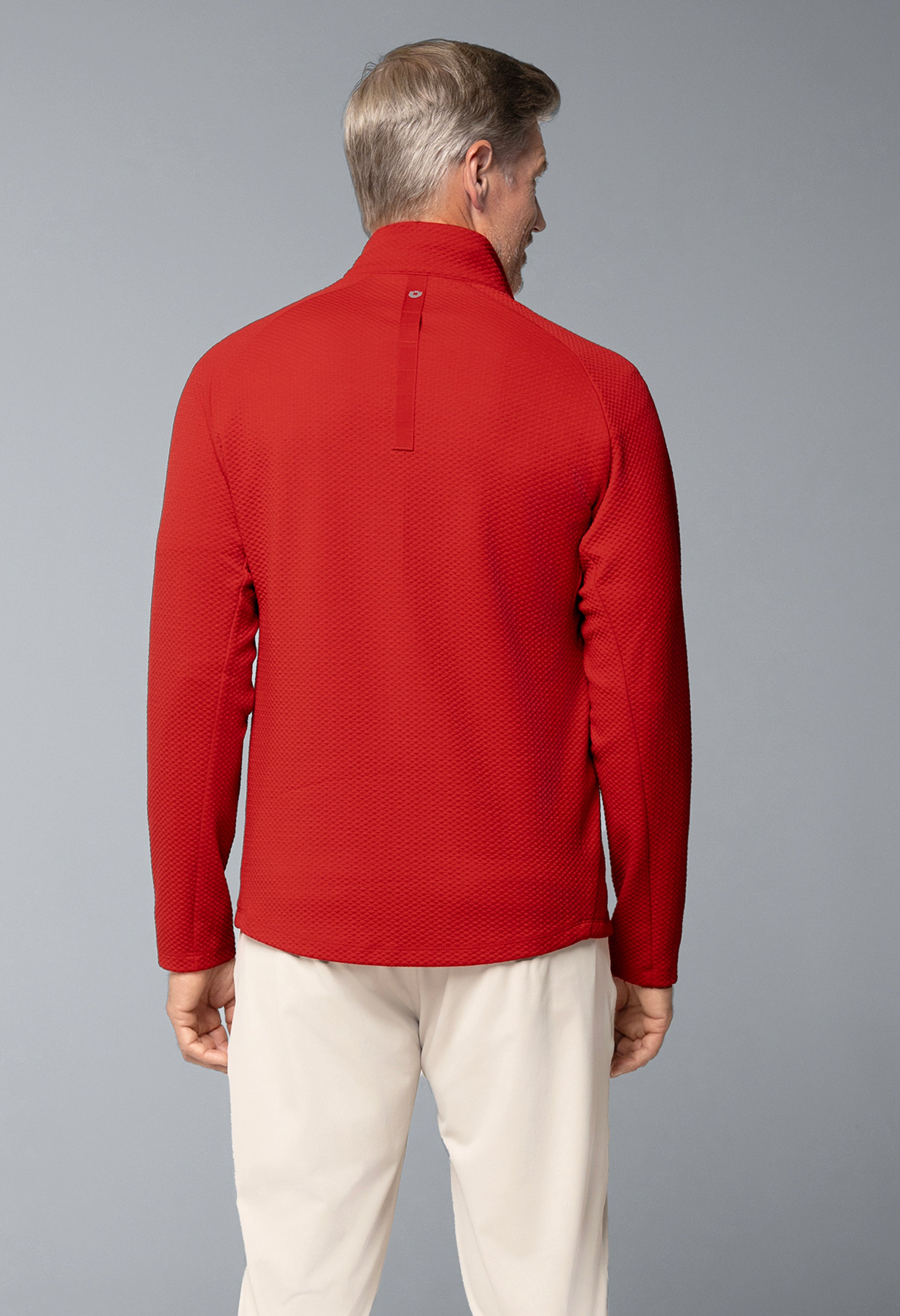 IBKÜL - Solid Popcorn Stitch Zip Mock Pullover - 95001 - Color: Red