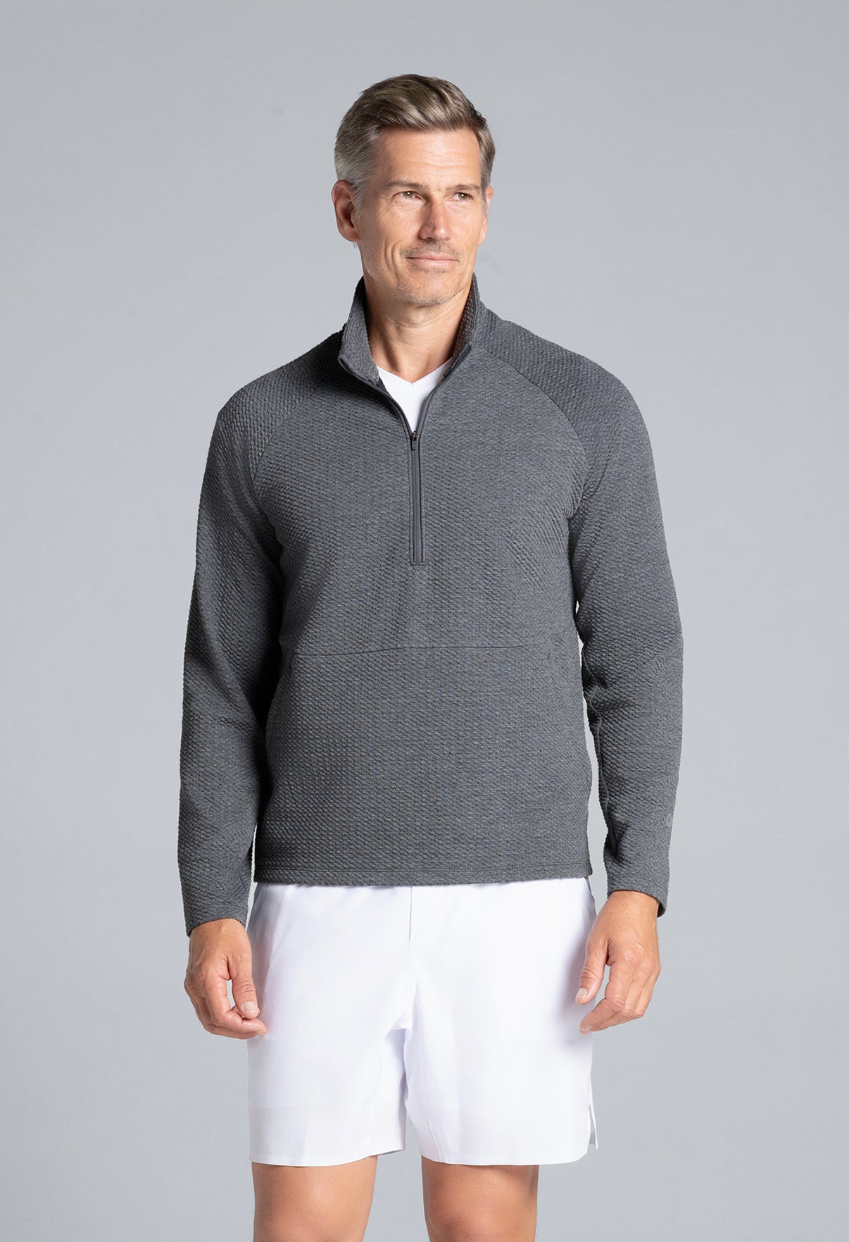 IBKÜL - Solid Popcorn Stitch Zip Mock Pullover - 95001 - Color: Black