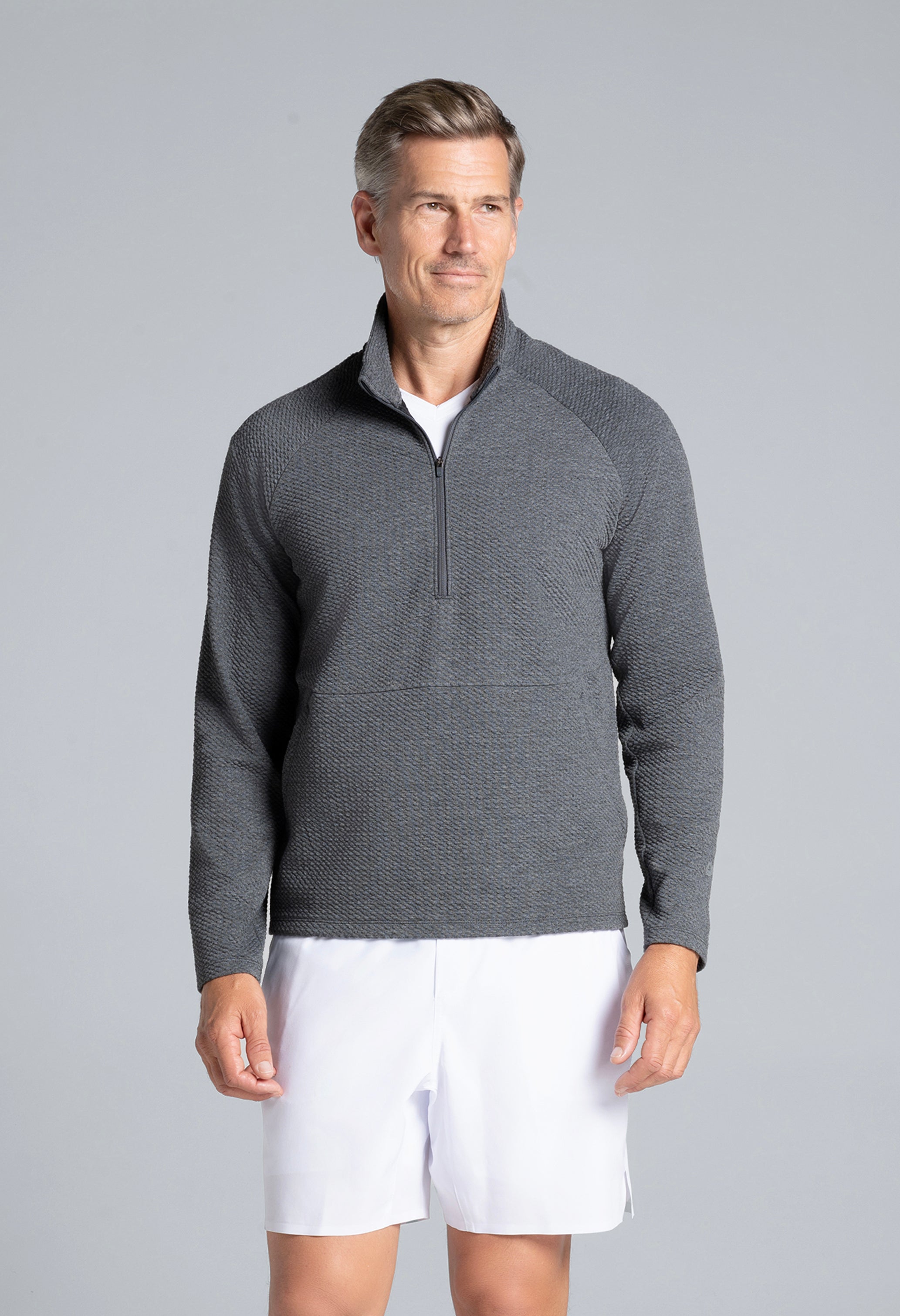 IBKÜL - Solid Popcorn Stitch Zip Mock Pullover - 95001 - Color: Black