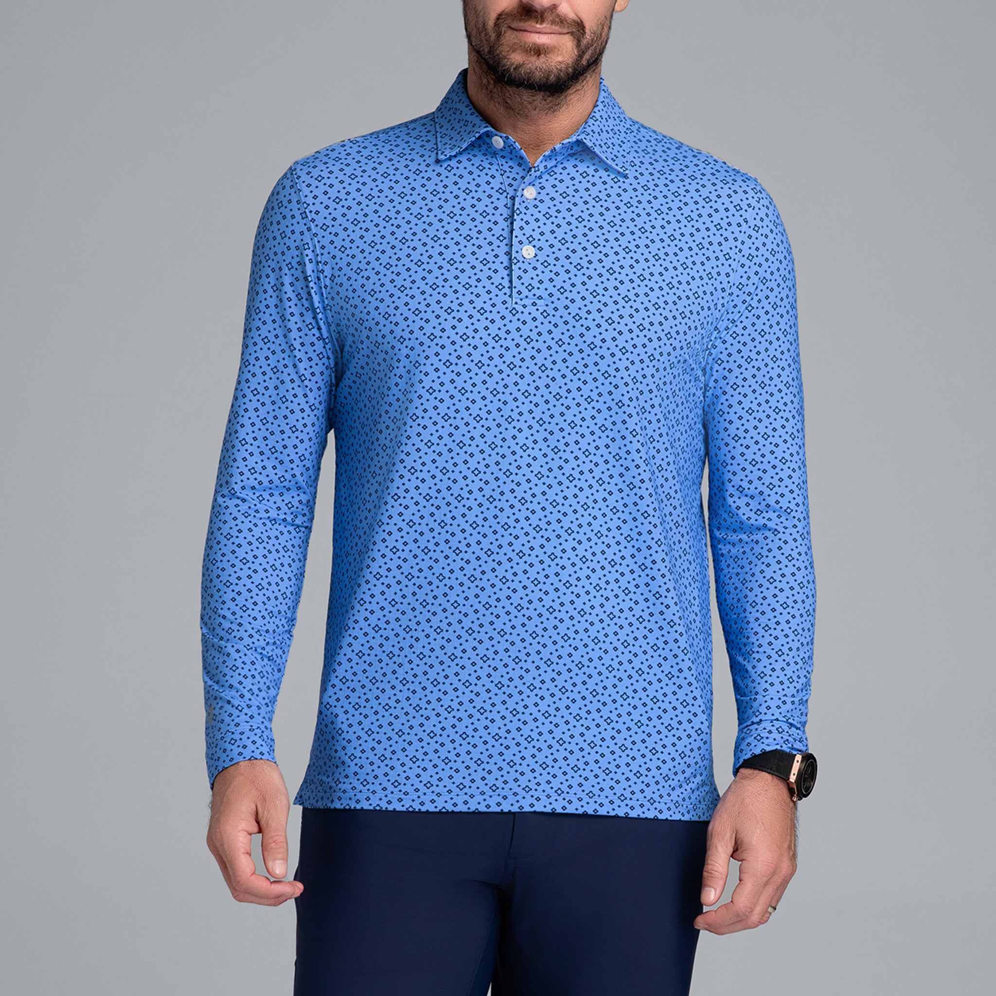 Twinkle Twinkle Print Long Sleeve Polo (Modern Fit)