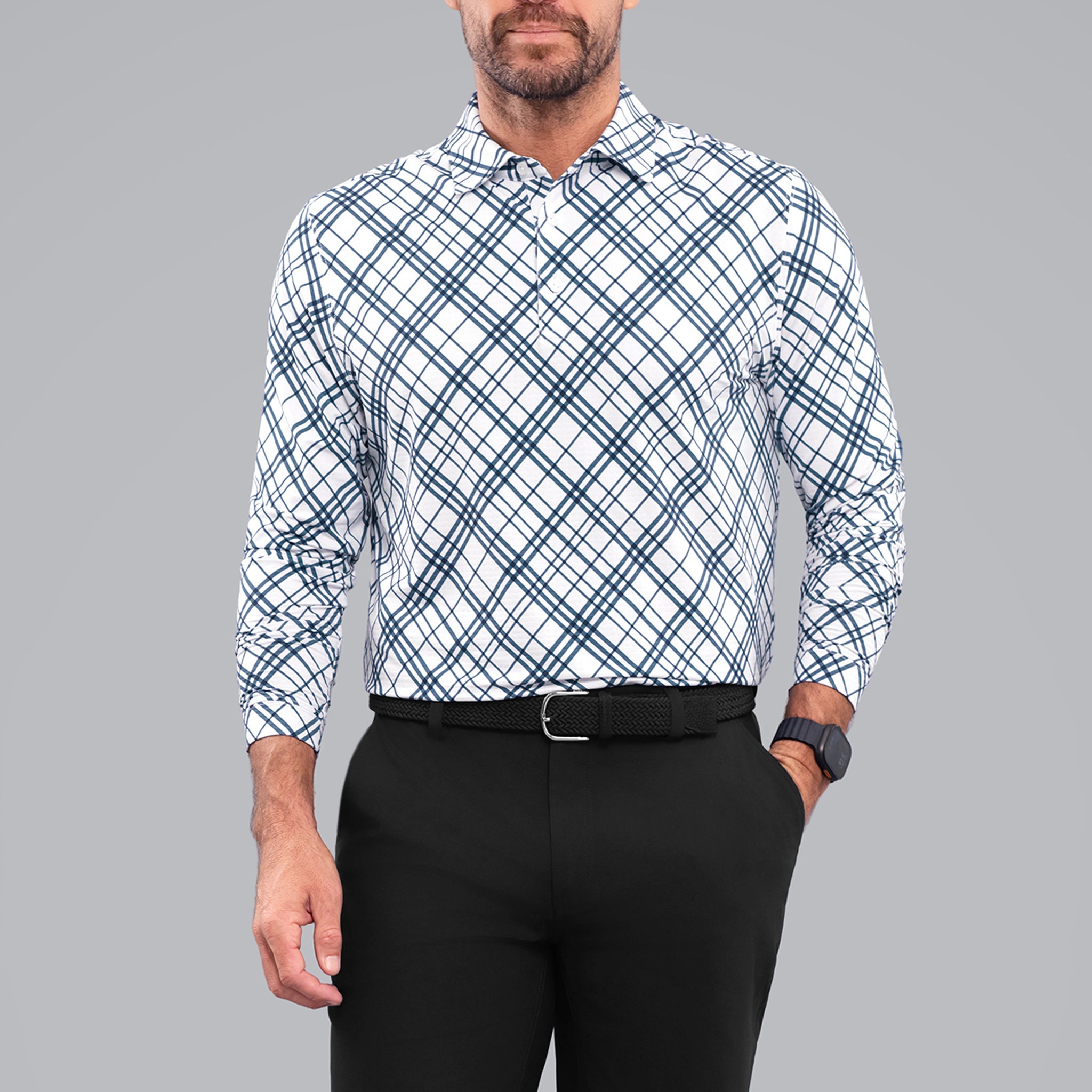 Tony Print Long Sleeve Polo