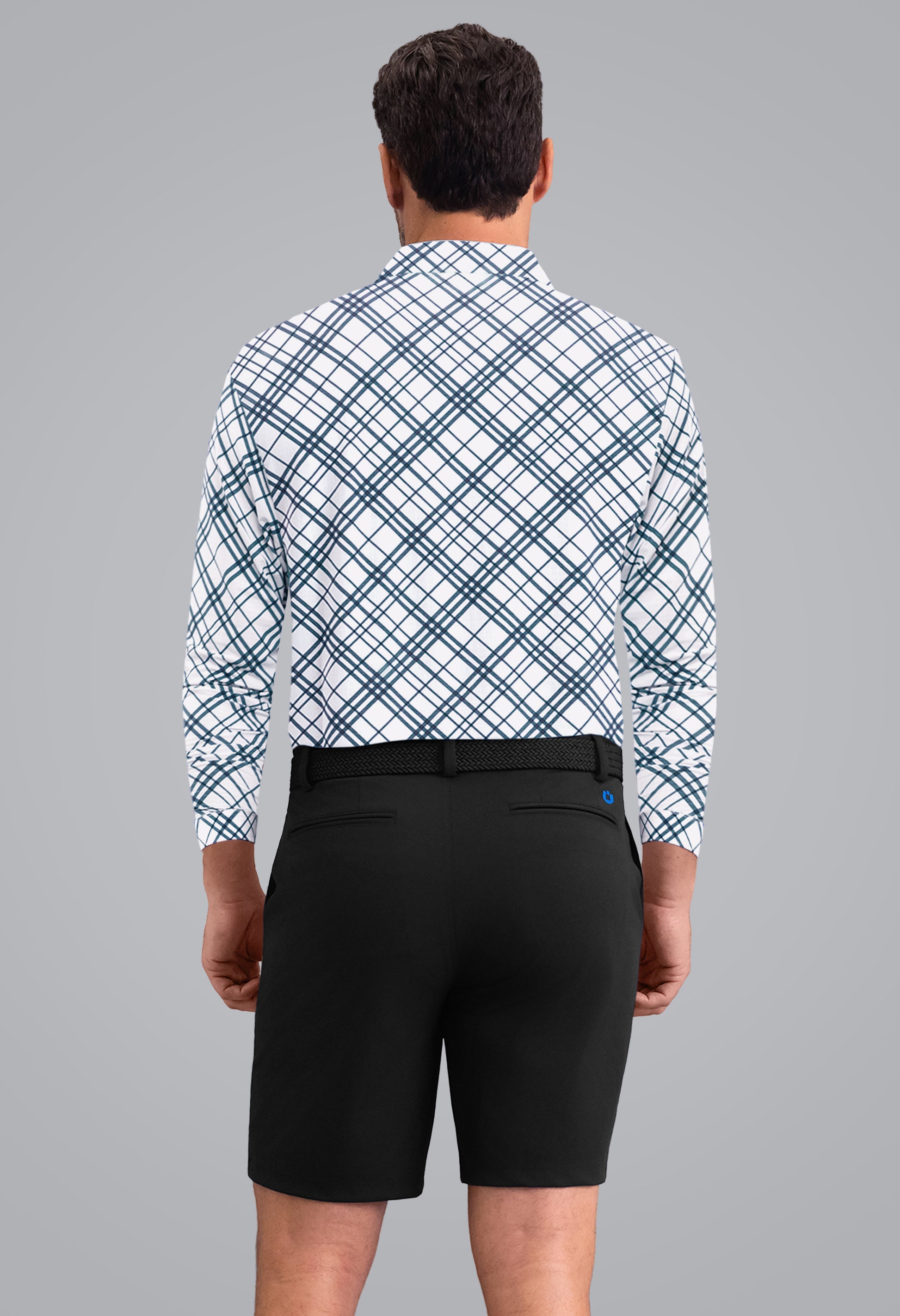 IBKÜL - Tony Print Long Sleeve Polo - Color: Black/White