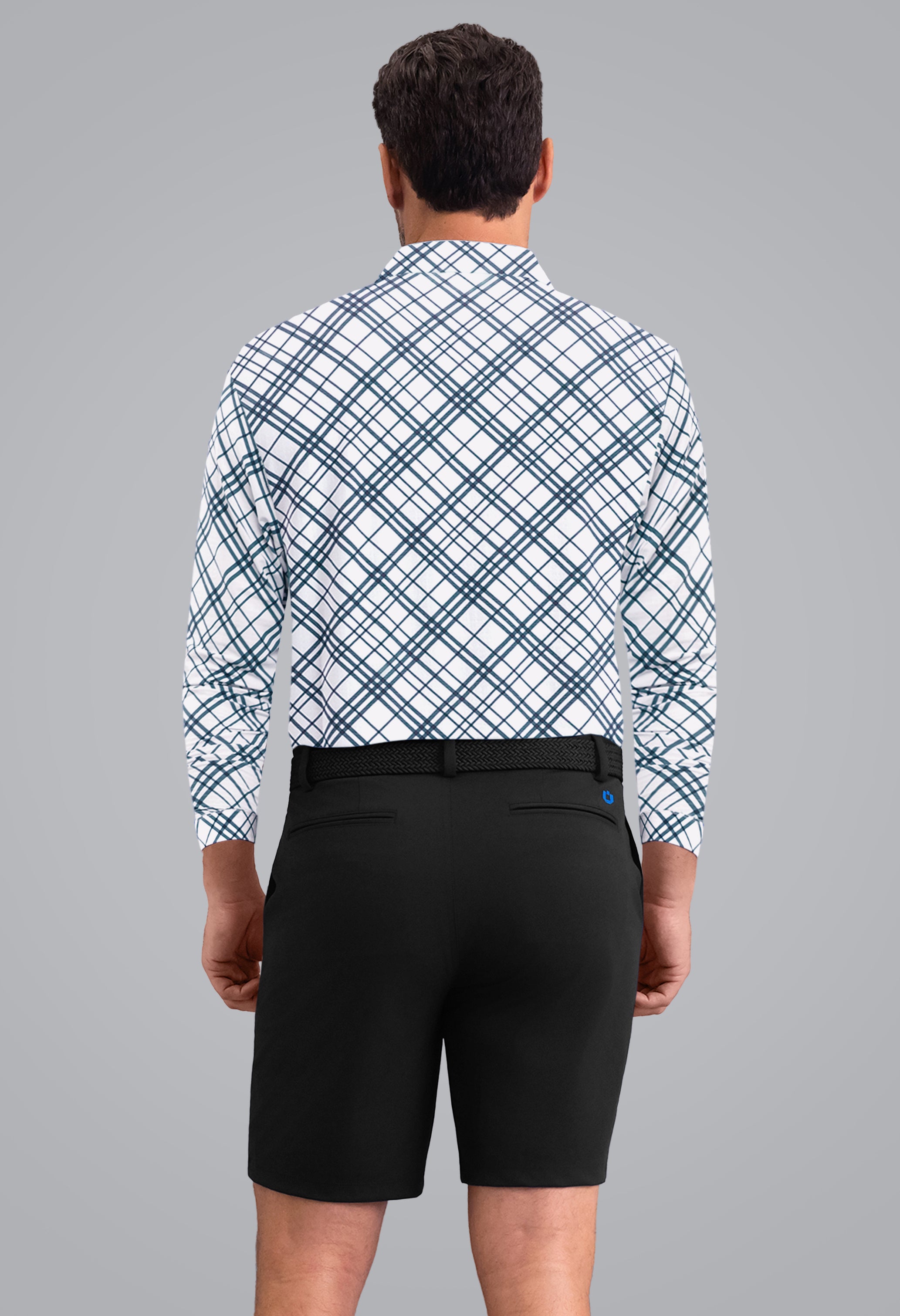 IBKÜL - Tony Print Long Sleeve Polo - Color: Black/White