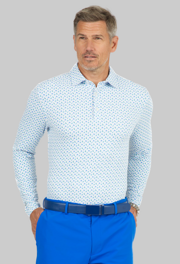 Flamingo's Print Long Sleeve Polo - 95146 (Modern Fit)
