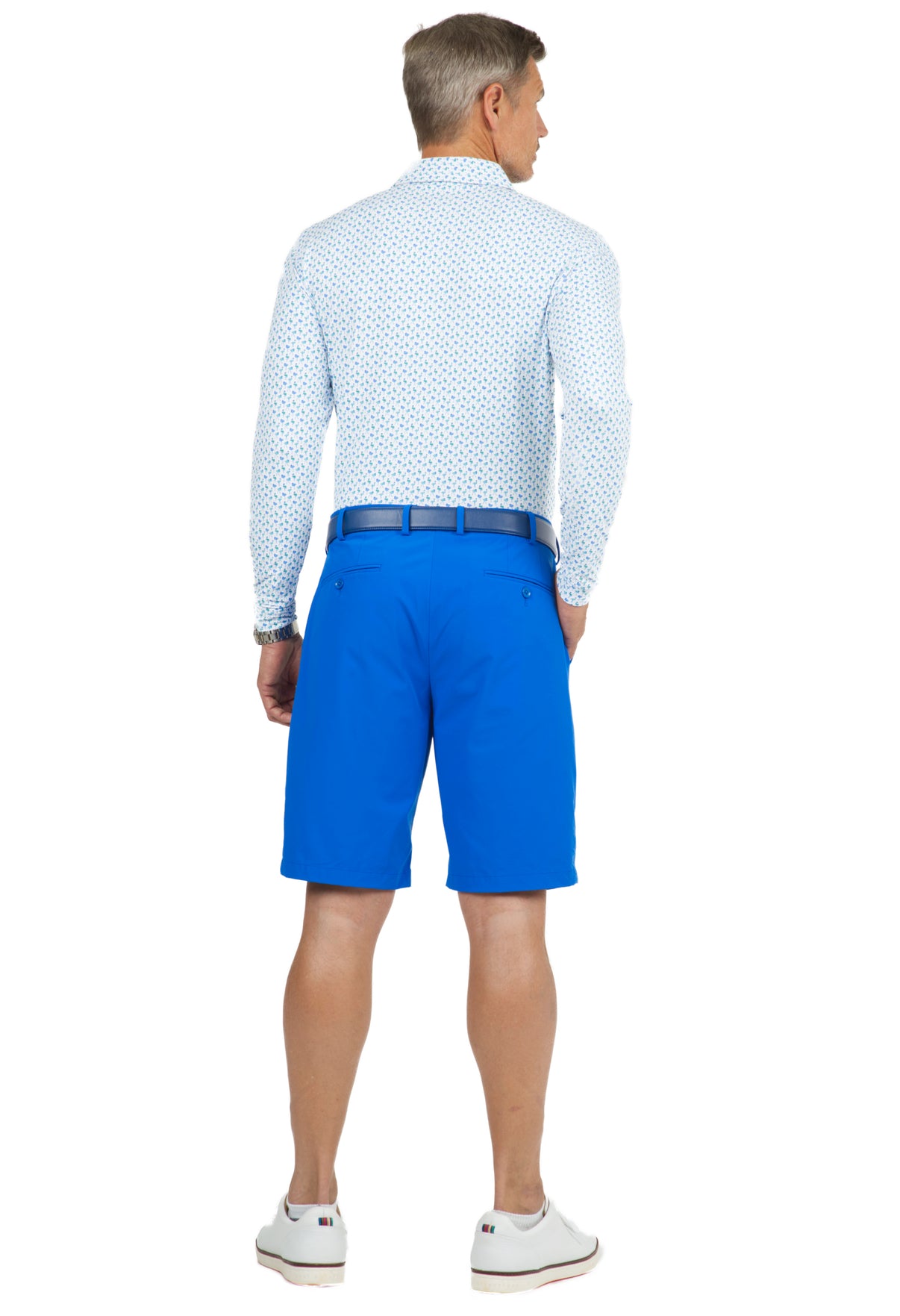 IBKÜL - Flamingo's Print Long Sleeve Polo - 95146 (Modern Fit) - Color: Jade/Green/Peri