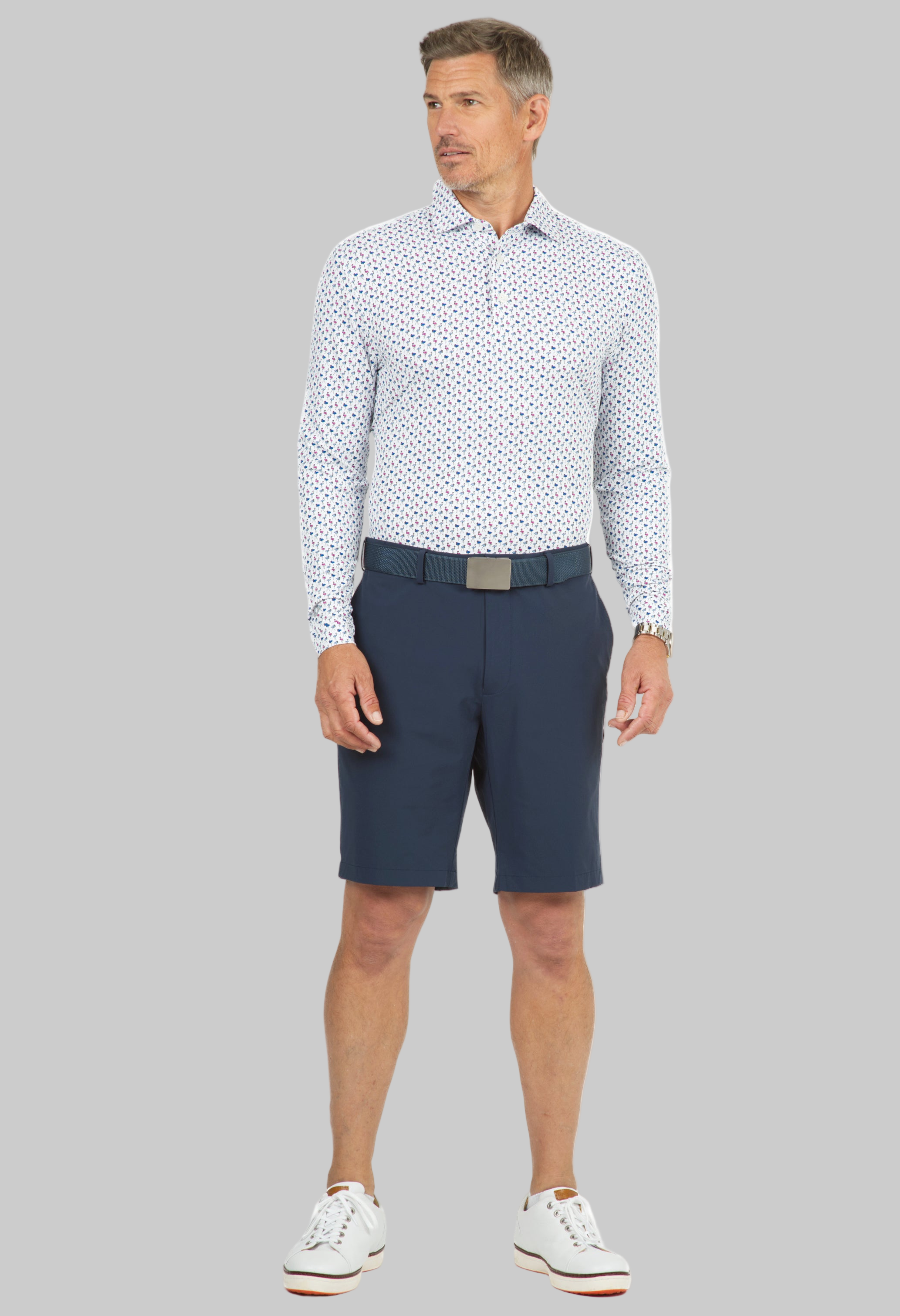 Flamingo's Print Long Sleeve Polo - 95146 (Modern Fit)