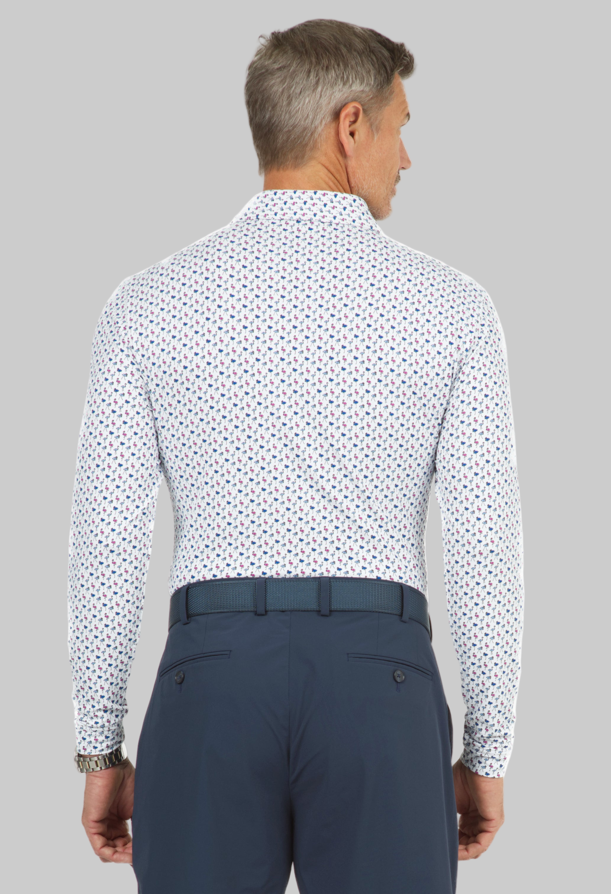Flamingo's Print Long Sleeve Polo - 95146 (Modern Fit)