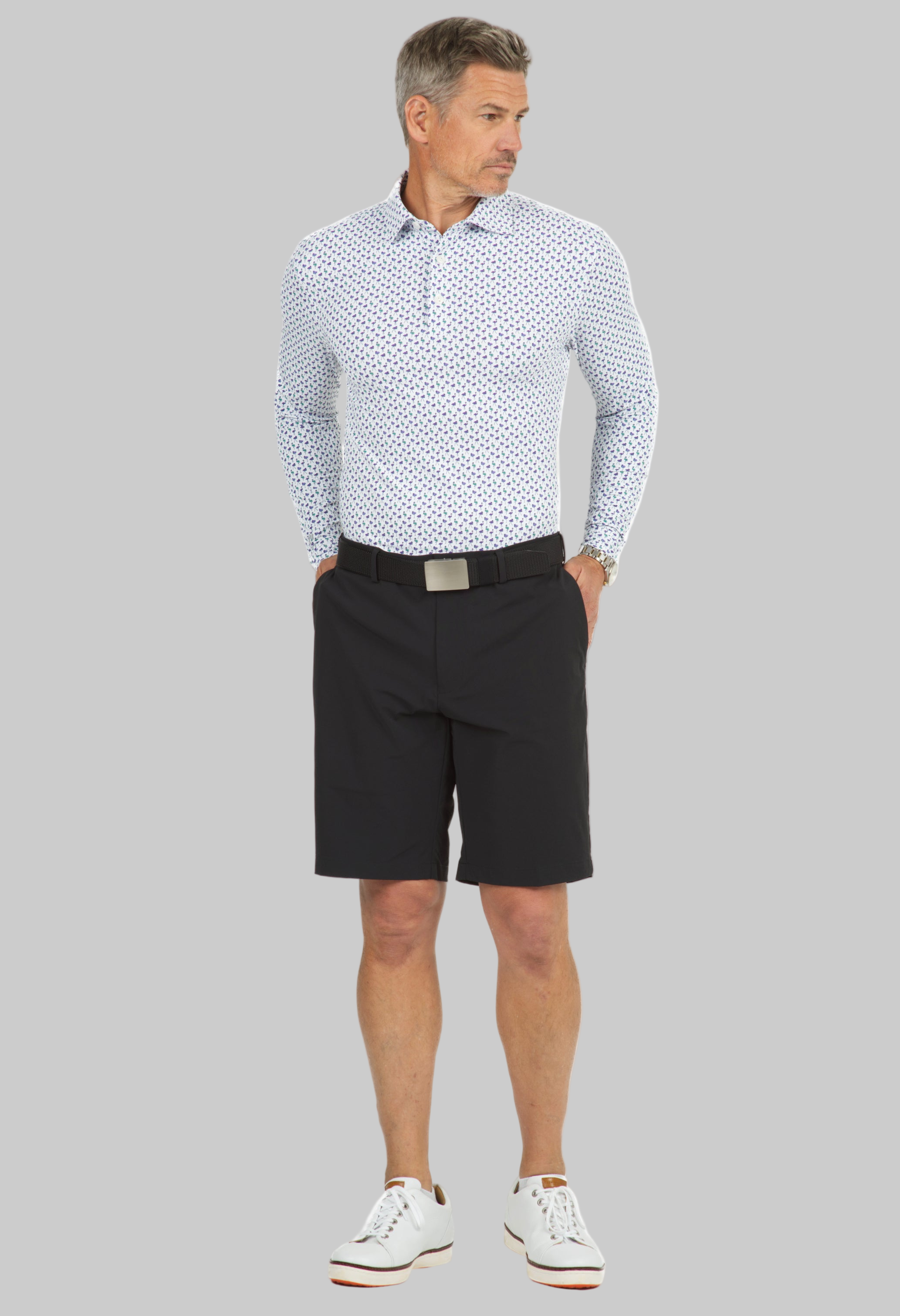 Flamingo's Print Long Sleeve Polo - 95146 (Modern Fit)