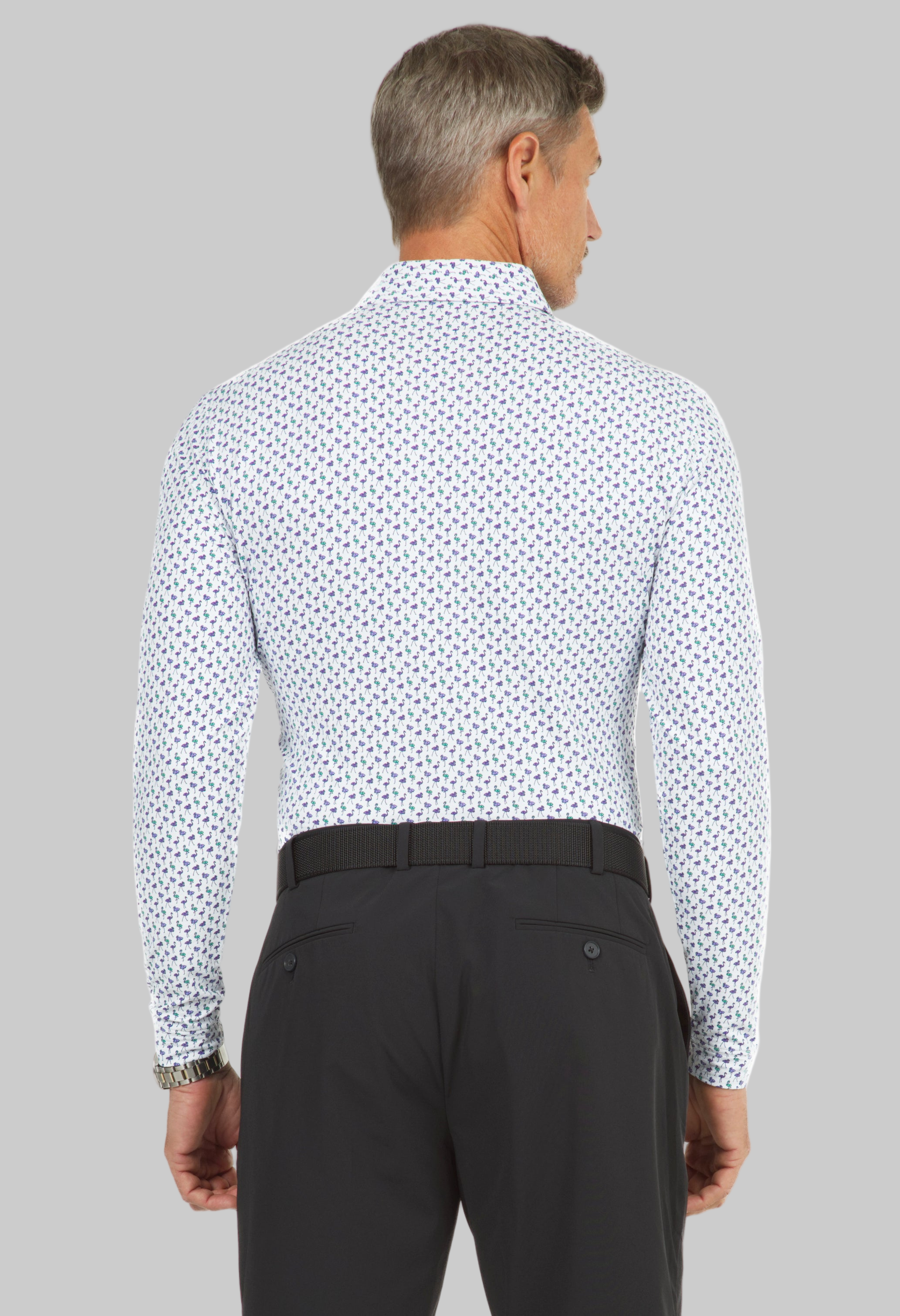 Flamingo's Print Long Sleeve Polo - 95146 (Modern Fit)