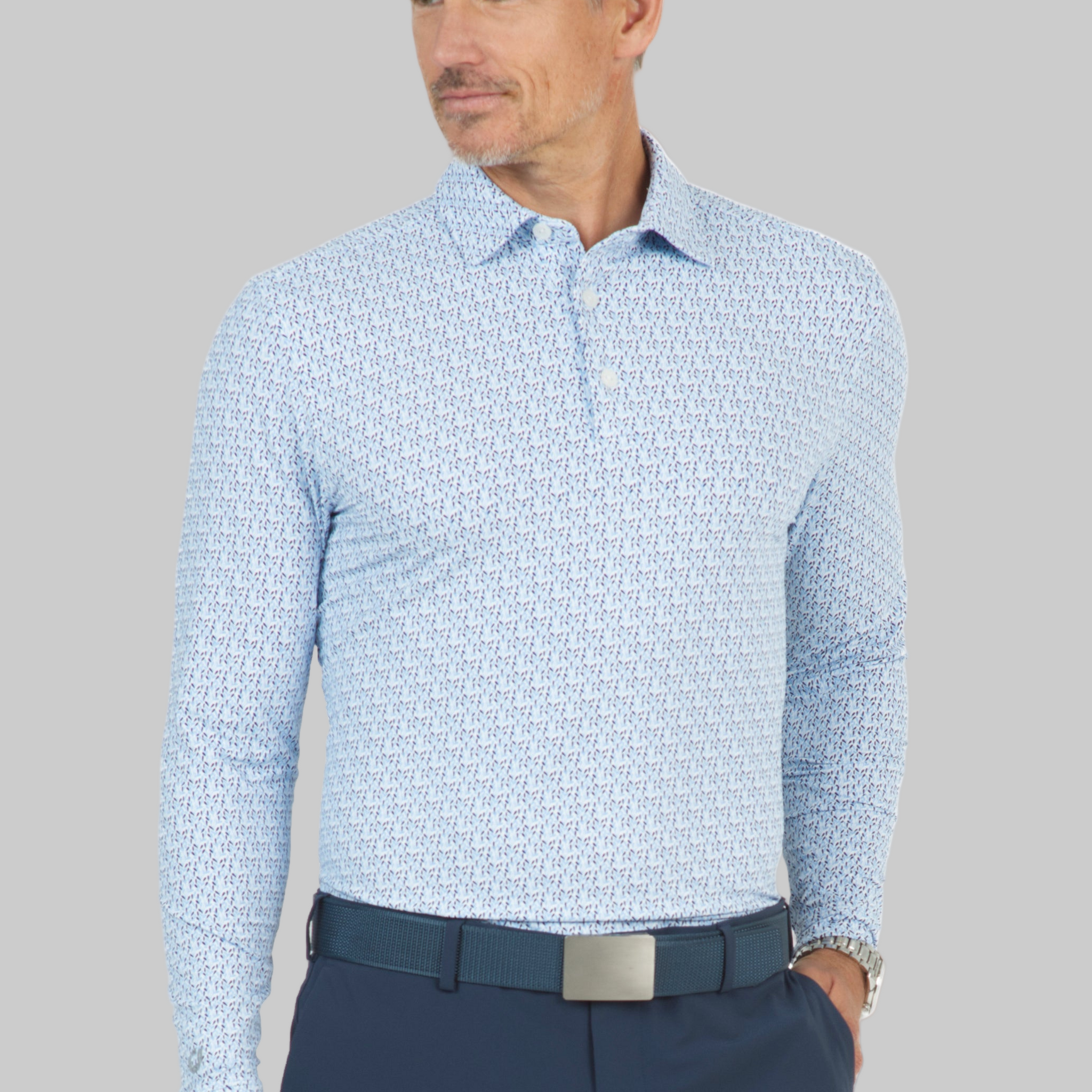 Petals Print Long Sleeve Polo – 95155 (Modern Fit)