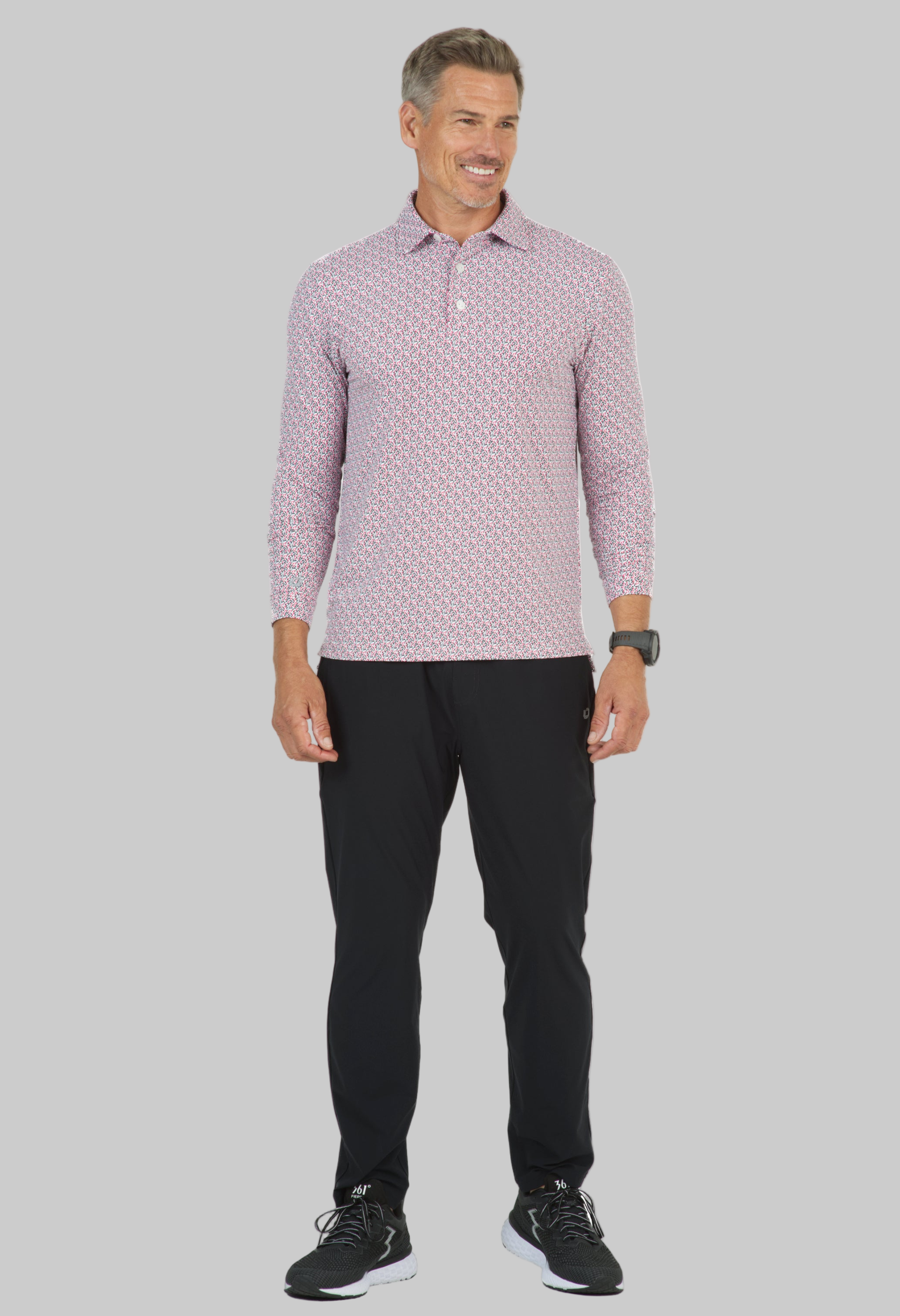 Petals Print Long Sleeve Polo – 95155 (Modern Fit)