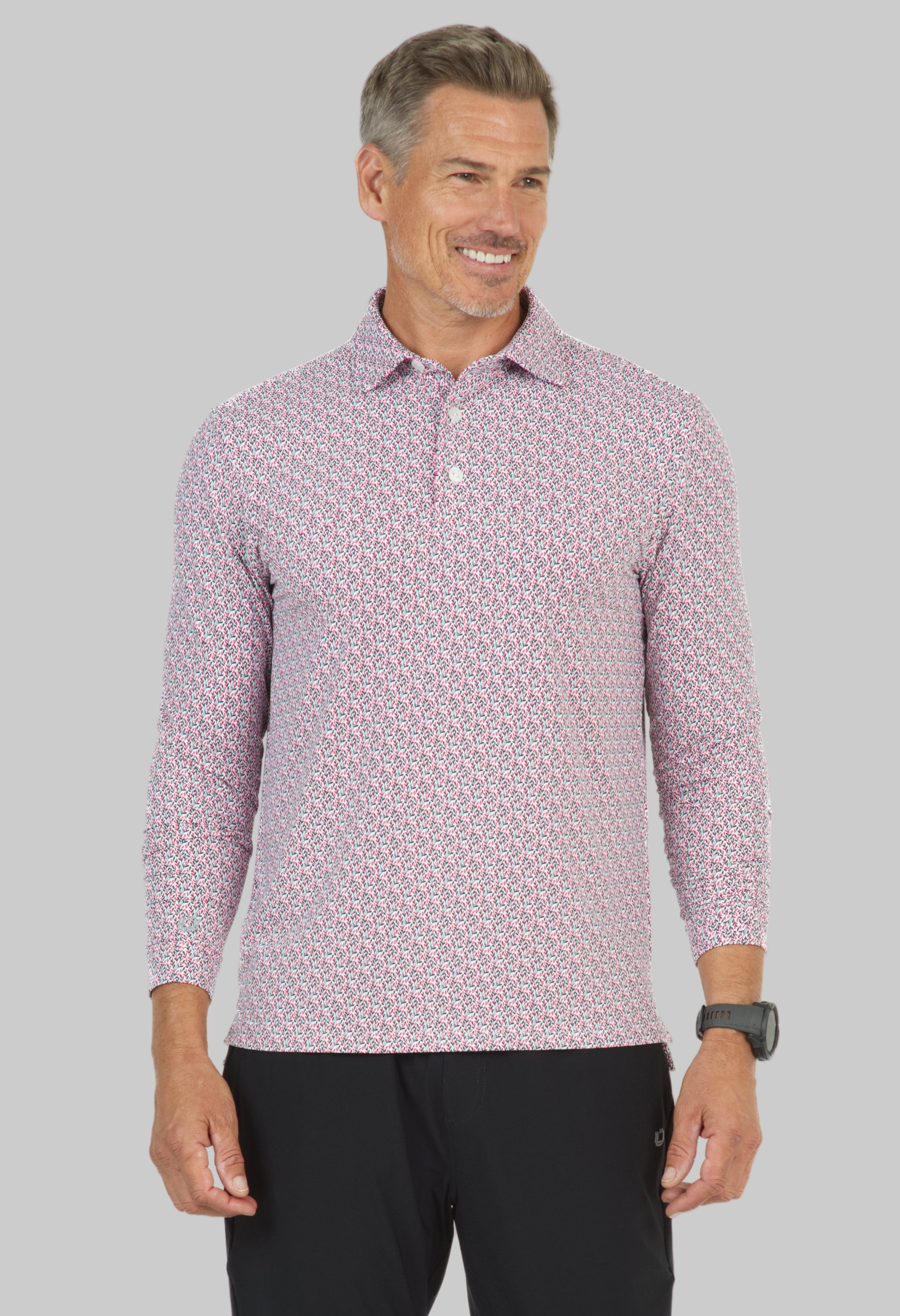 Petals Print Long Sleeve Polo – 95155 (Modern Fit)