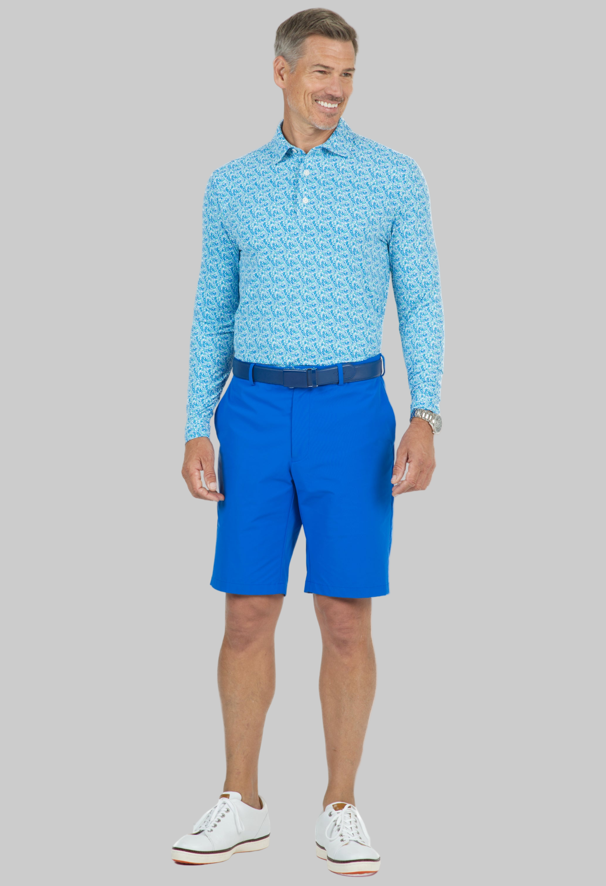 Tropical Leaves Print Long Sleeve Polo – 95158 (Modern Fit)