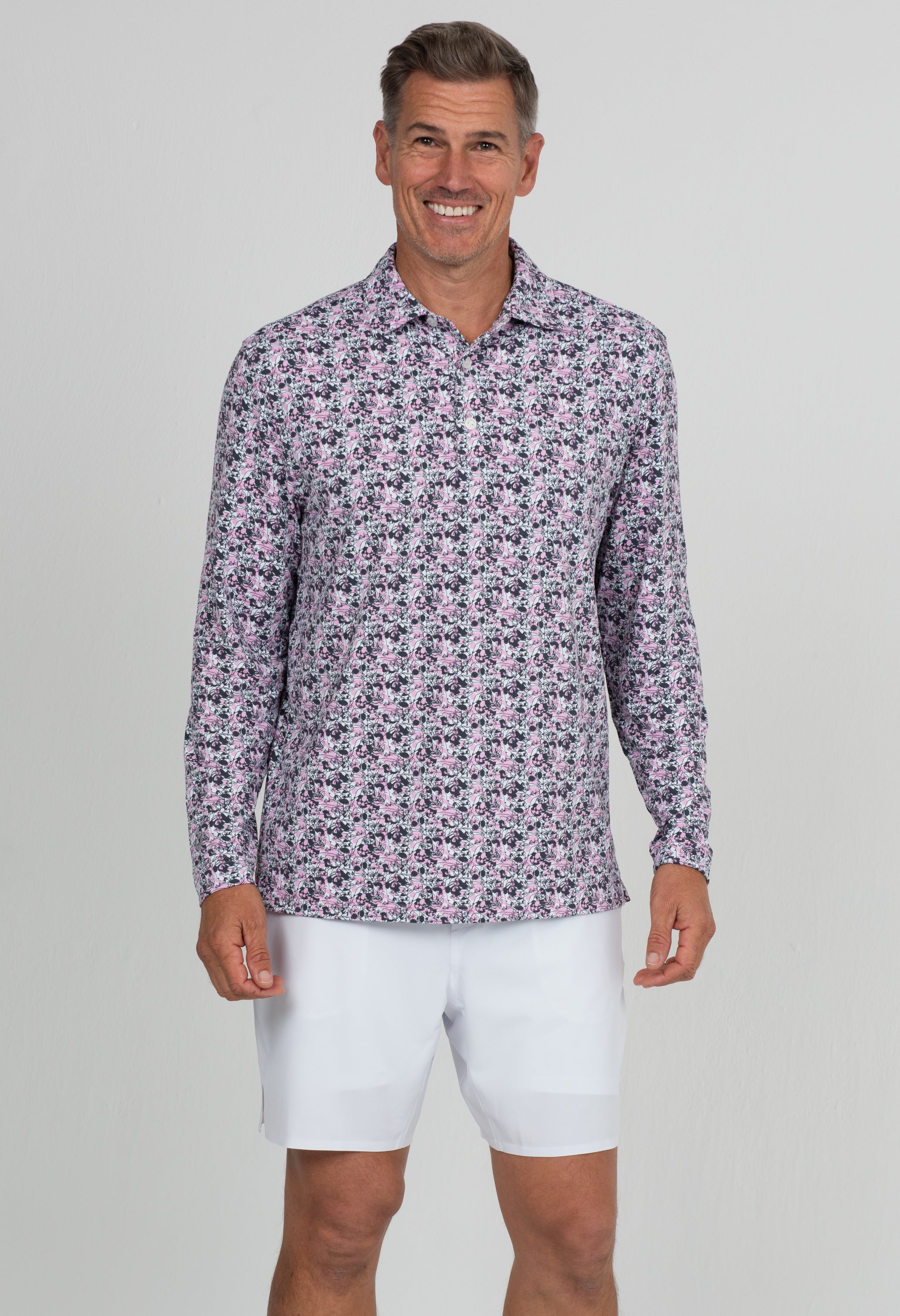 Chaos Print Long Sleeve Polo (Modern Fit)
