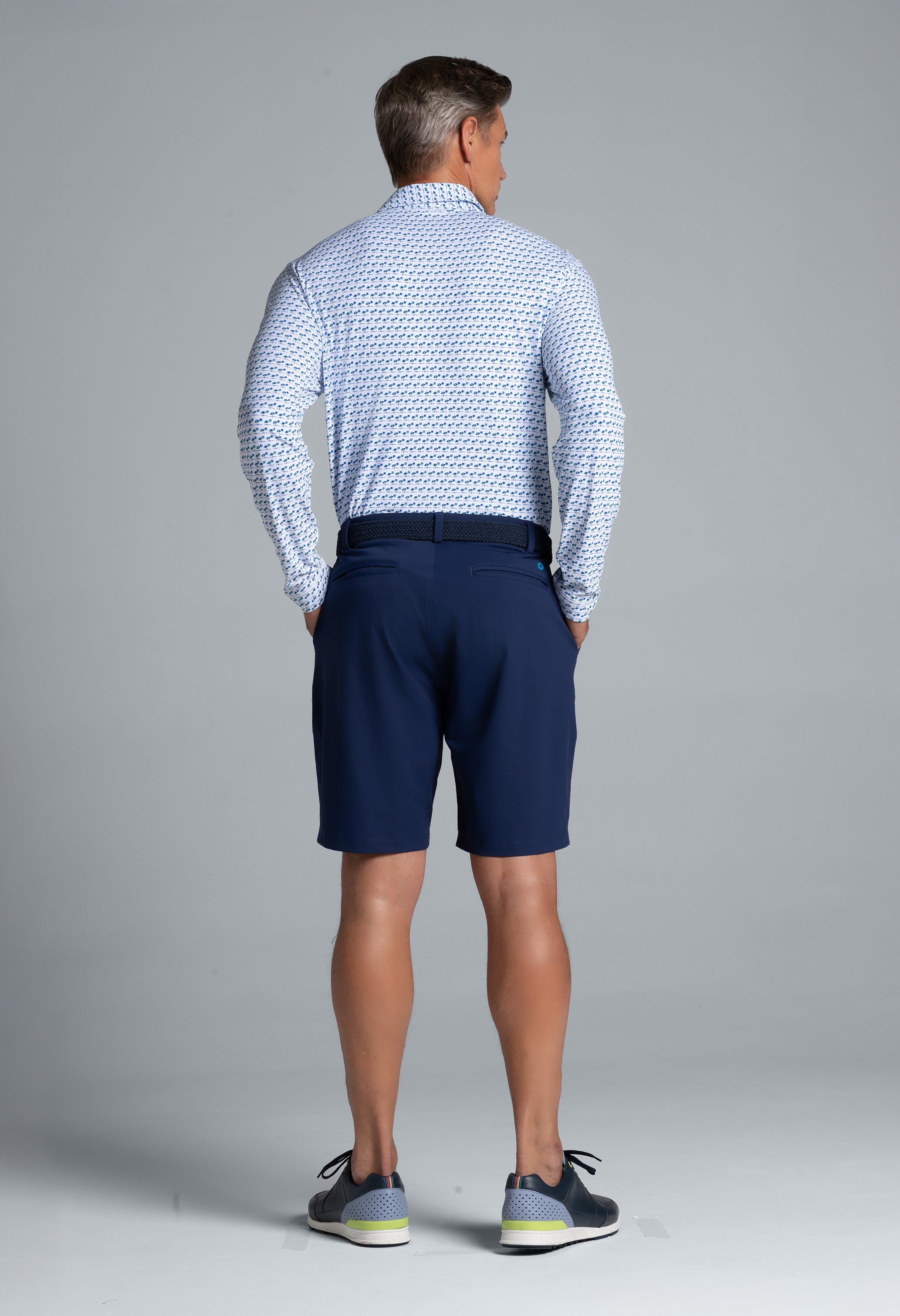 IBKÜL - Beach Day Print Long Sleeve Polo – 95174 (Modern Fit) - Color: Royal/Lime/White
