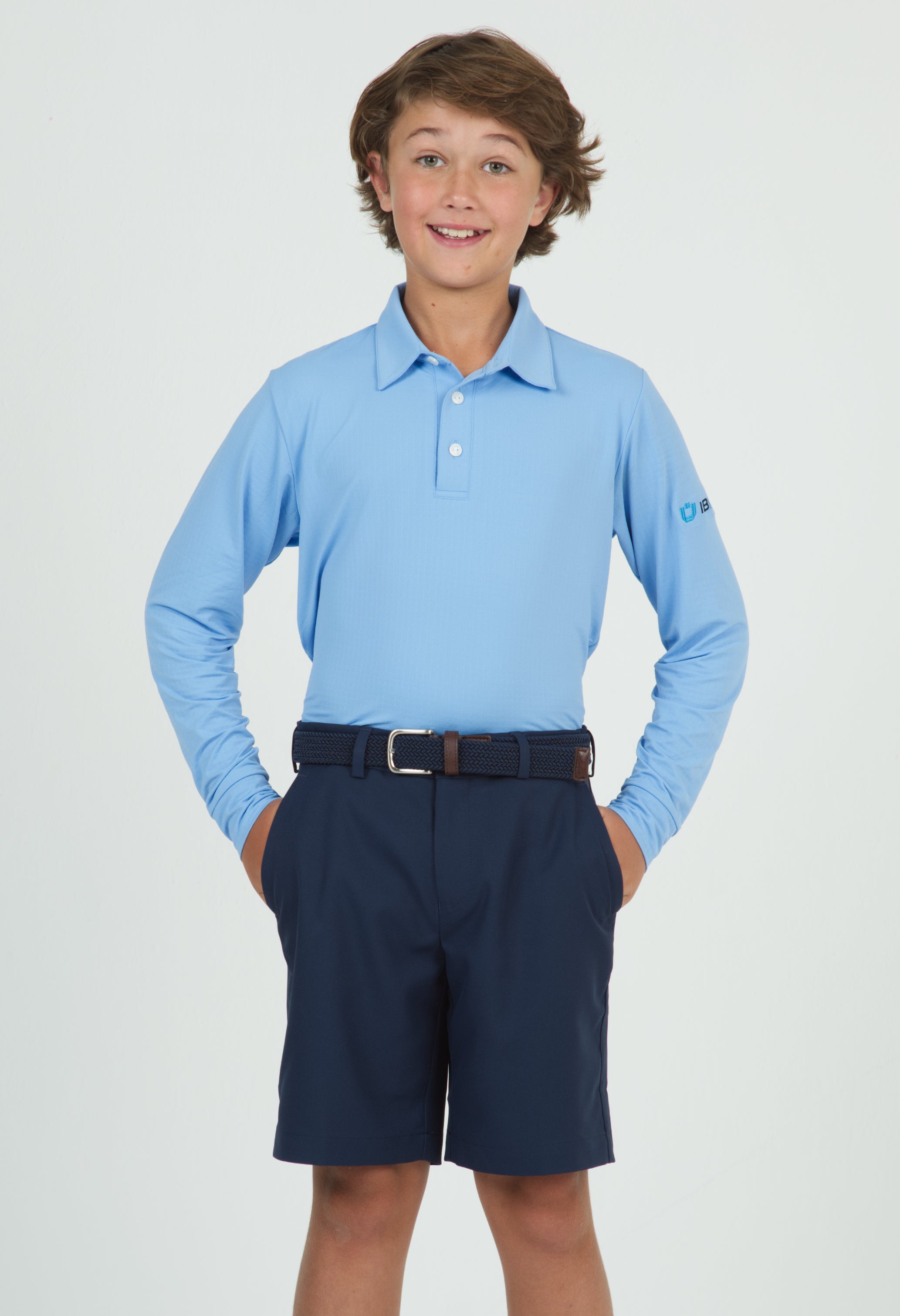 IBKÜL - Youth Solid Long Sleeve Polo - 95199B - Color: Peri