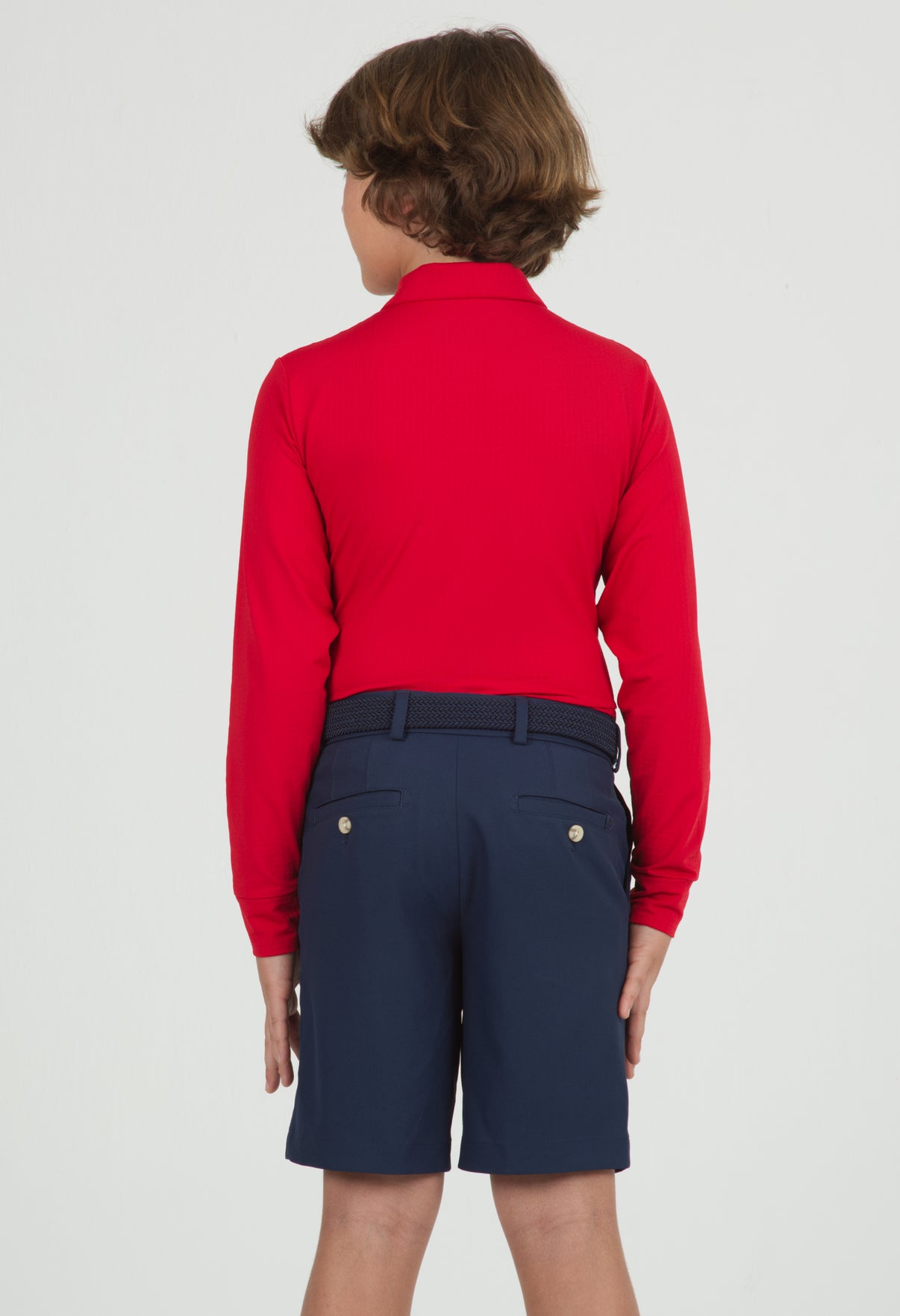 IBKÜL - Youth Solid Long Sleeve Polo - 95199B - Color: Red