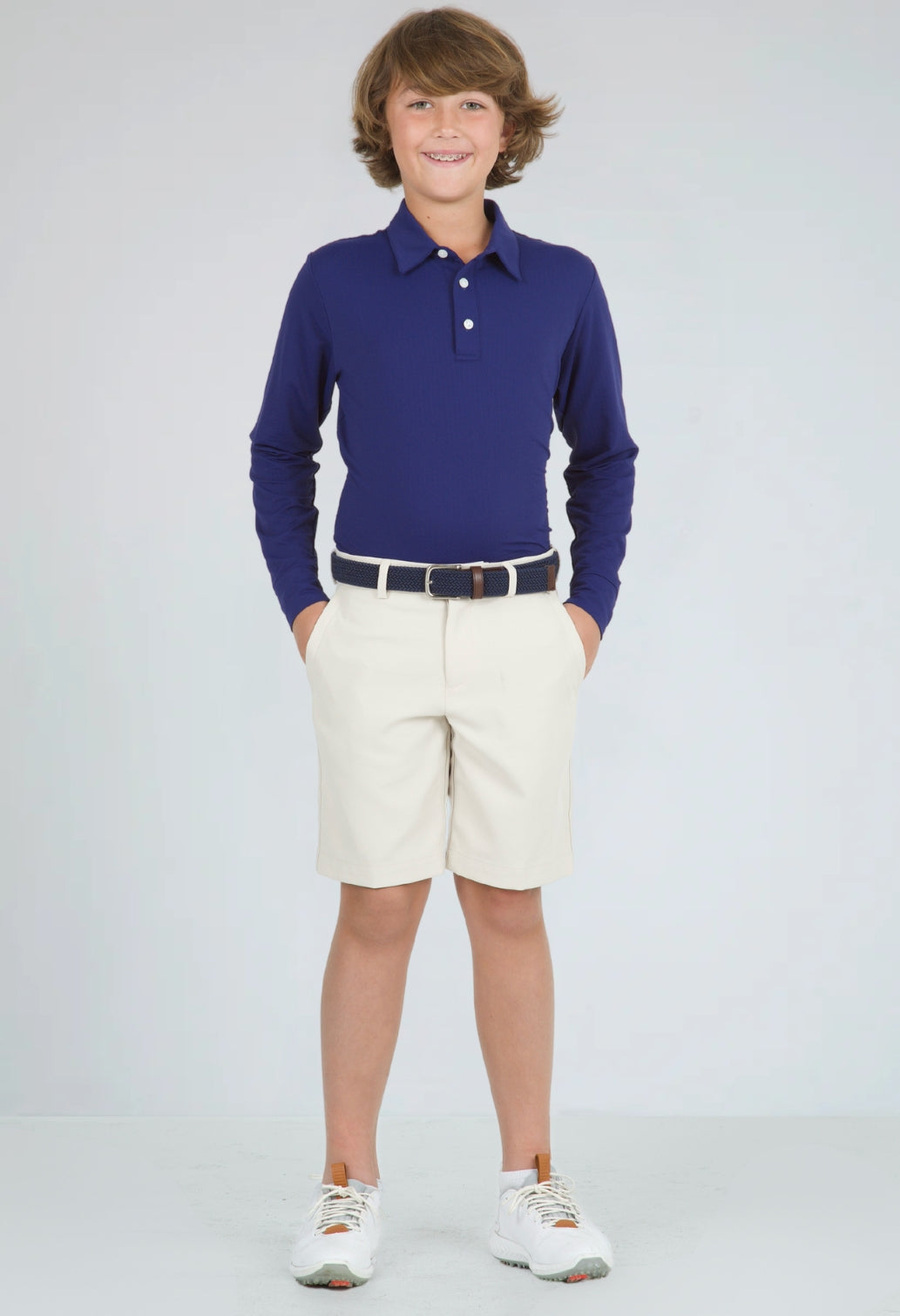Youth Solid Long Sleeve Polo