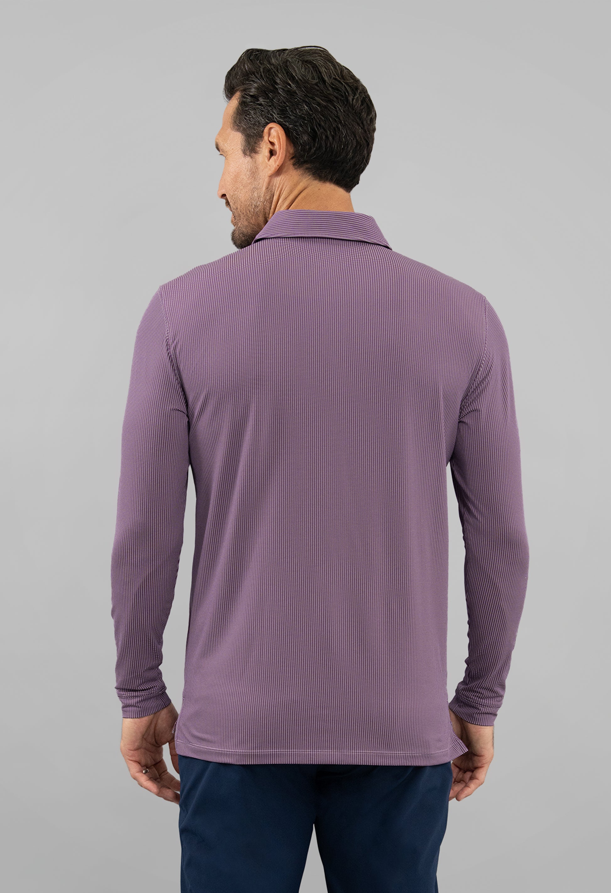 IBKÜL - Combo Stitch Long Sleeve Polo - Color: White/Rose/C.Navy