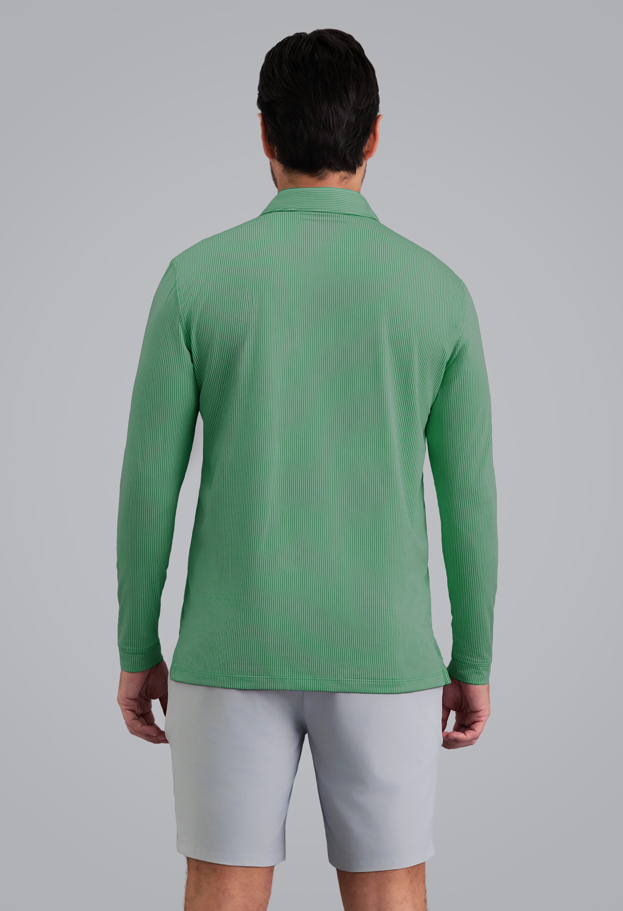 IBKÜL - Combo Stitch Long Sleeve Polo - Color: Mint Multi