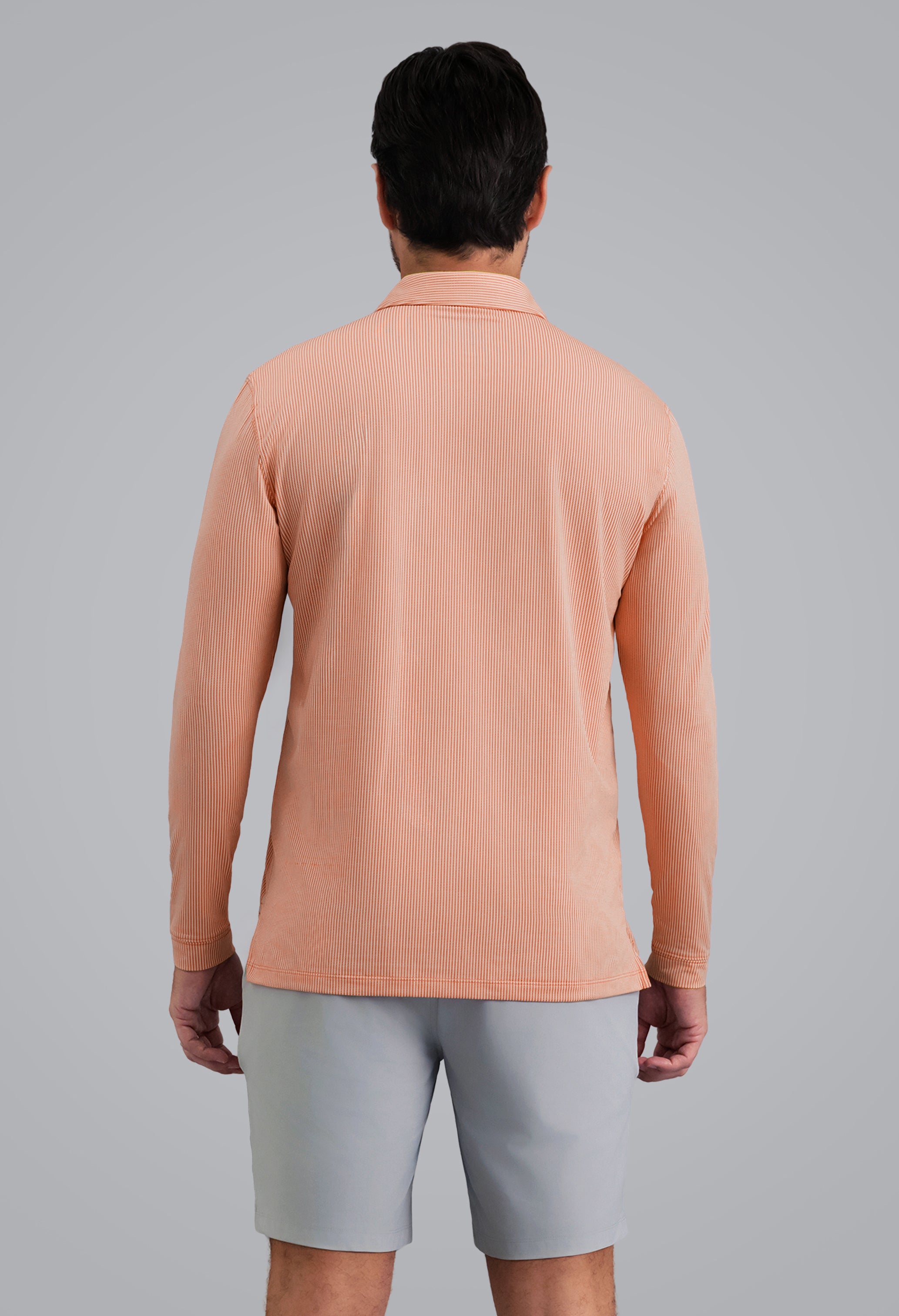 IBKÜL - Combo Stitch Long Sleeve Polo - Color: Peach Multi