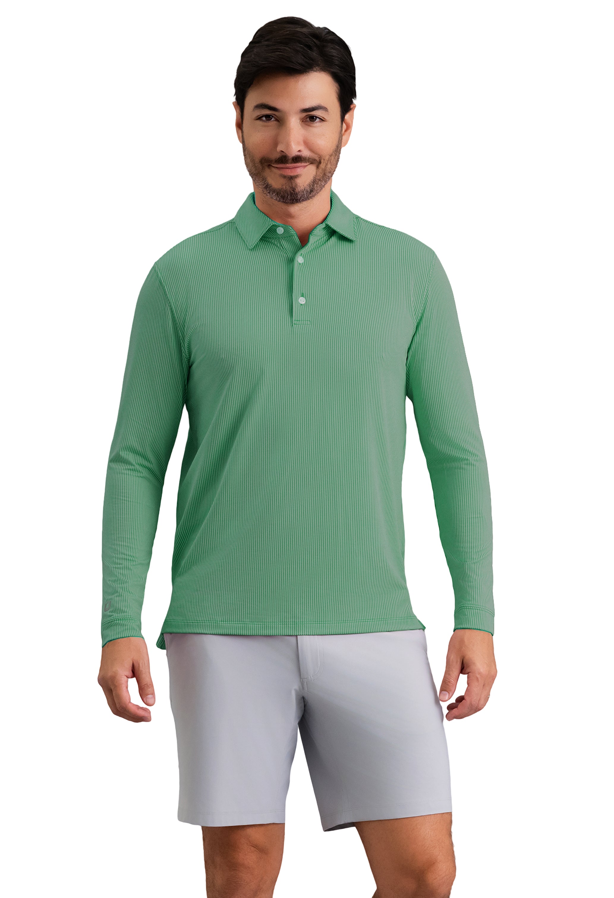 IBKÜL - Combo Stitch Long Sleeve Polo - Color: Mint Multi
