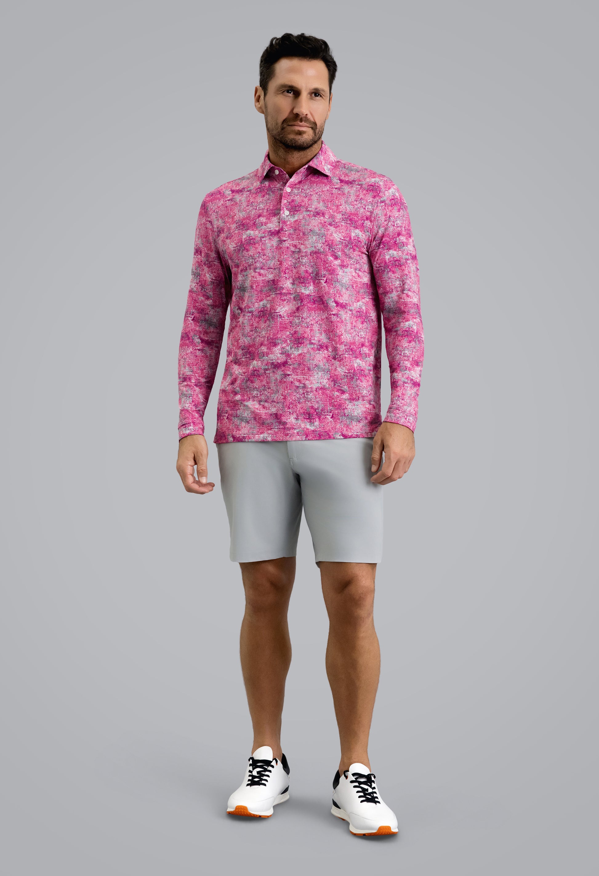 IBKÜL - Kate Long Sleeve Polo - Color: Platinum/Rose