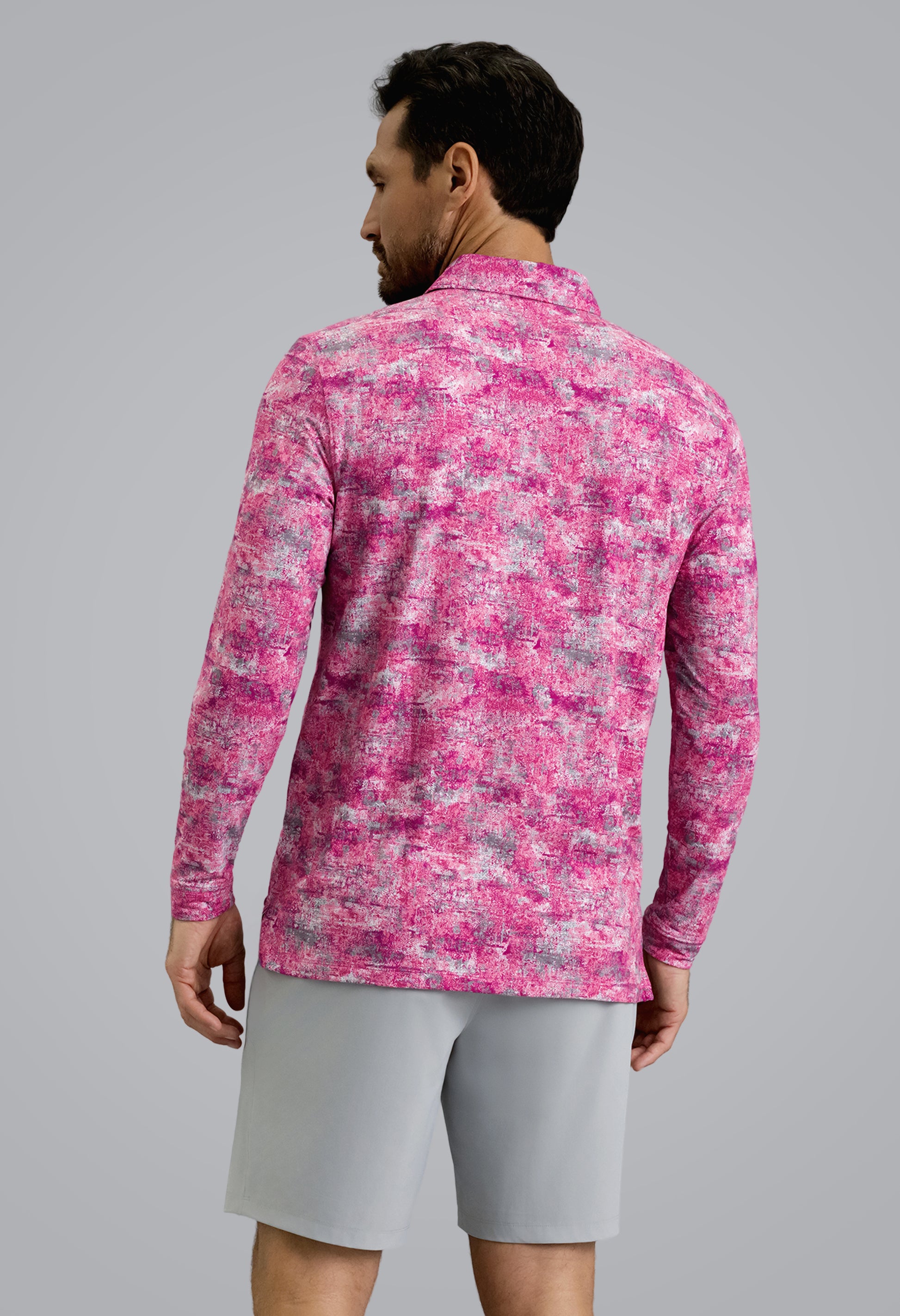 IBKÜL - Kate Long Sleeve Polo - Color: Platinum/Rose
