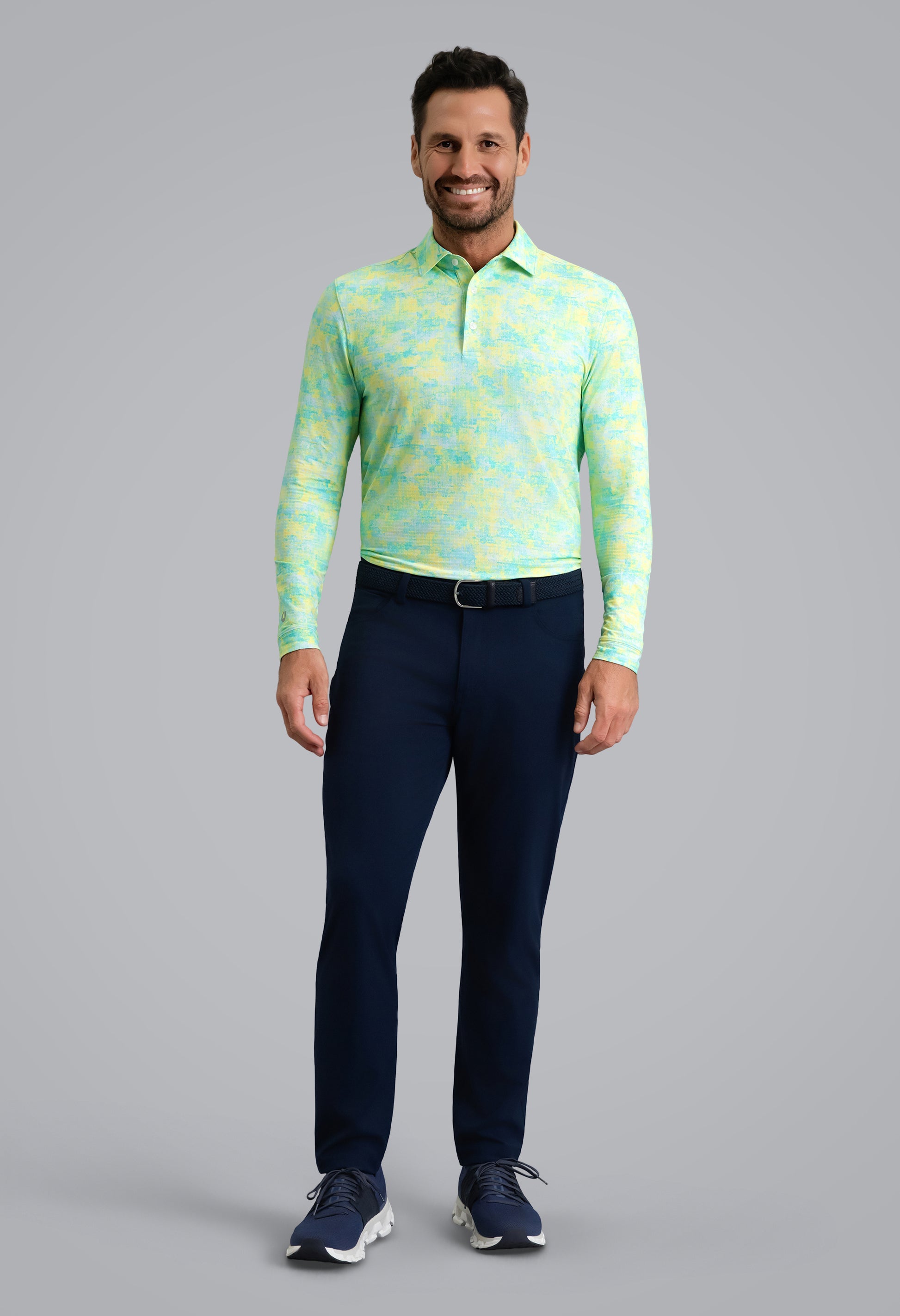 IBKÜL - Kate Long Sleeve Polo - Color: Mint/Lemonade