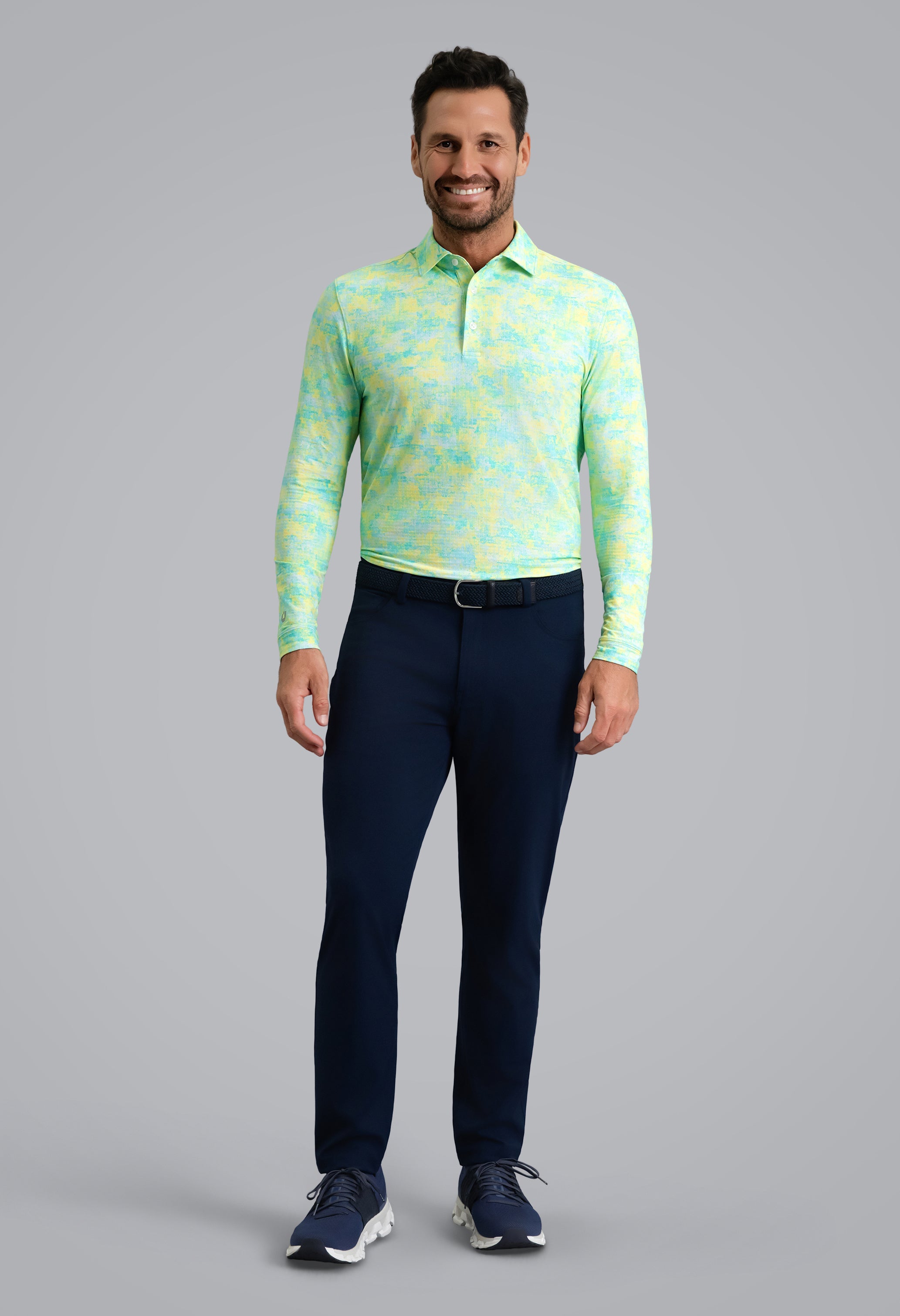 IBKÜL - Kate Long Sleeve Polo - Color: Mint/Lemonade